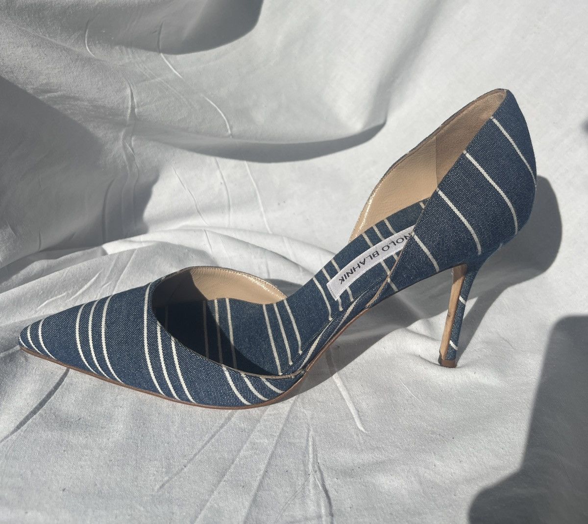 Manolo Blahnik Striped canvas slip on pumps Size US 10 / IT 40 - 16 Thumbnail
