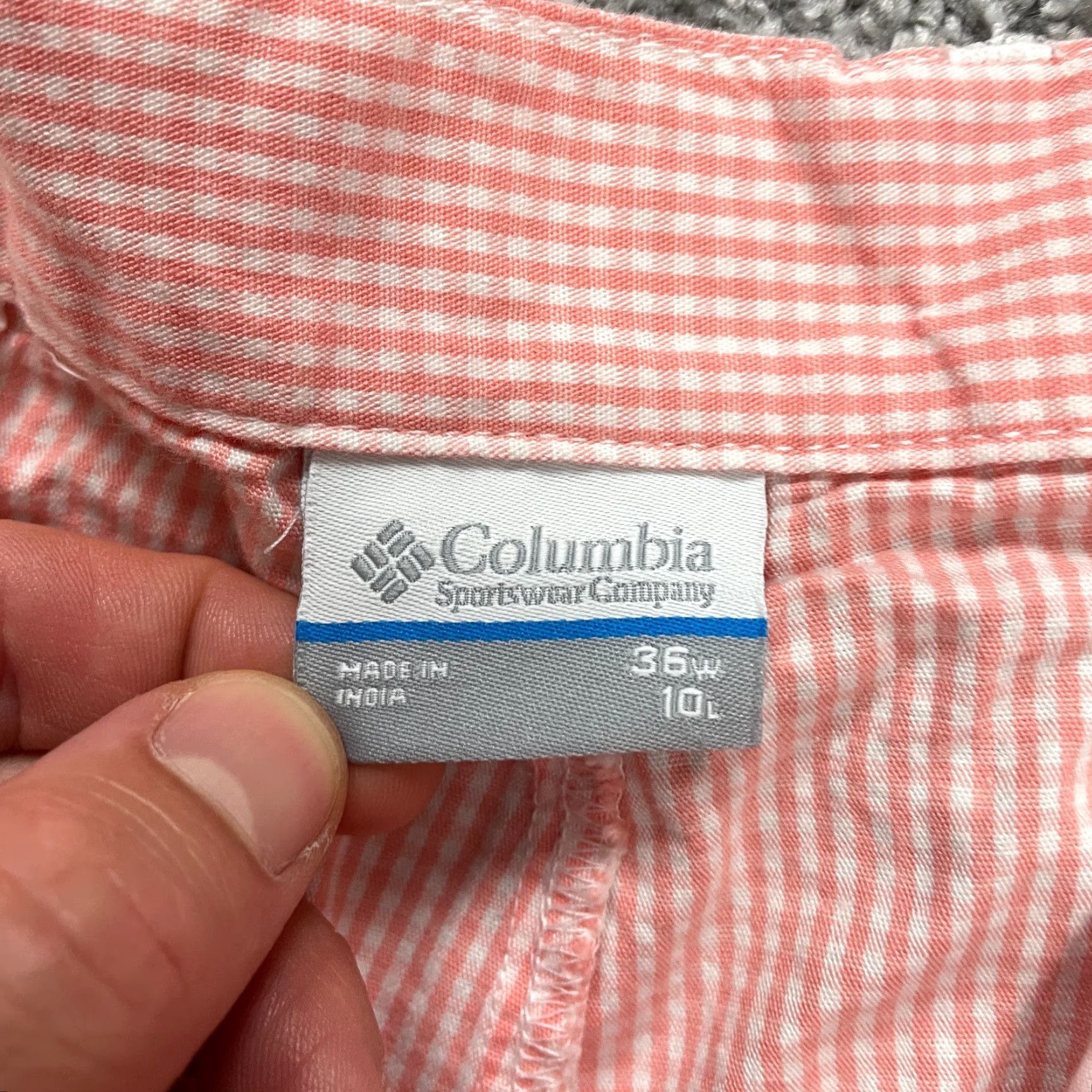 Vintage Columbia Shorts Mens 36x9 Chino Orange White Checkered Cotton PFG Super Bonehead Size US 36 / EU 52 - 4 Thumbnail