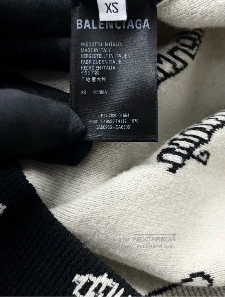 Balenciaga Balenciaga Black Cursive Full Print Letter Logo Knit Sweat Size US XS / EU 42 / 0 - 4 Thumbnail