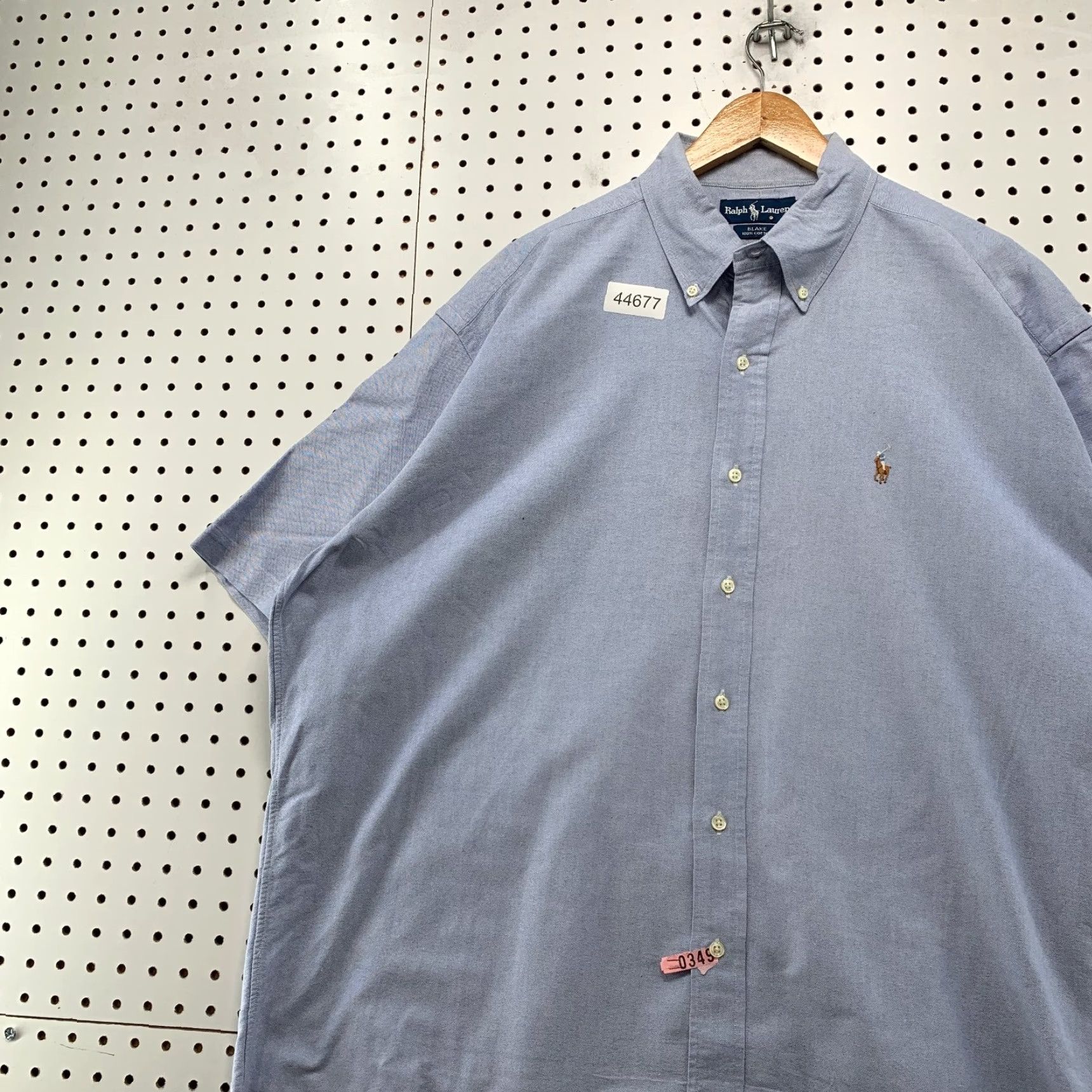 Ralph Lauren VINTAGE Ralph Lauren Button-Up Shirt Mens XL Blue Blake Short Sleeve Pony Work Size US XL / EU 56 / 4 - 3 Thumbnail