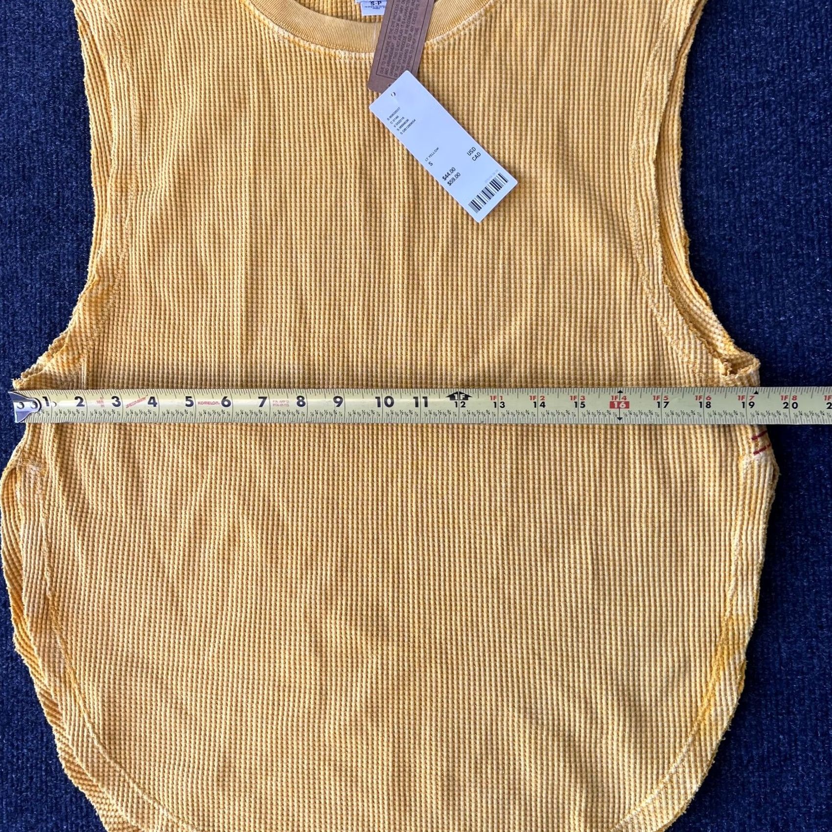 Bdg BDG Urban Outfitters Tank Top Womens S Yellow Waffle Ribbed Crew Neck Sleeveless Cotton Spandex Size S / US 4 / IT 40 - 7 Thumbnail