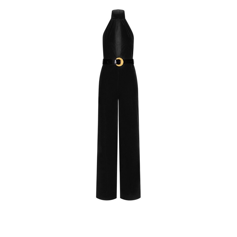 Tom Ford o1loc1c0226 TU0282 Stretch Velvet Belted Jumpsuit in Black Size 27" / US 4 / IT 40 - 1 Thumbnail