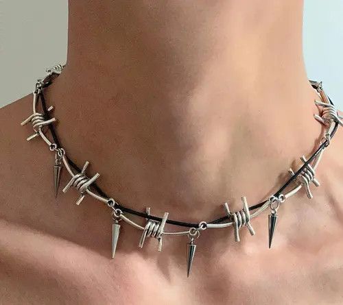 Jewelry Silver Spike Punk Choker Necklace, Edgy Statement Jewelry Size ONE SIZE - 4 Thumbnail