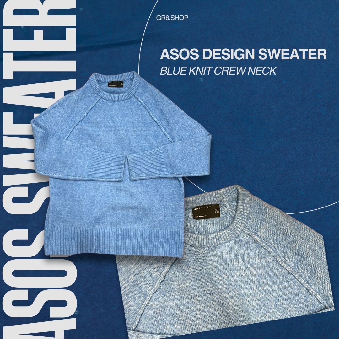 Asos Asos Design Sweater- Blue knit crewneck Size XS / US 0-2 / IT 36-38 - 1 Thumbnail