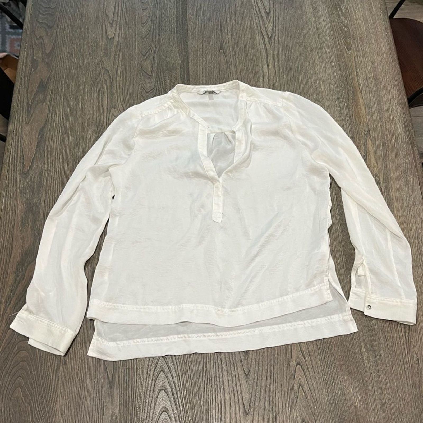 Vintage Calvin Klein Jeans White Sheer Long Sleeve Blouse Size M Size M / US 6-8 / IT 42-44 - 1 Thumbnail