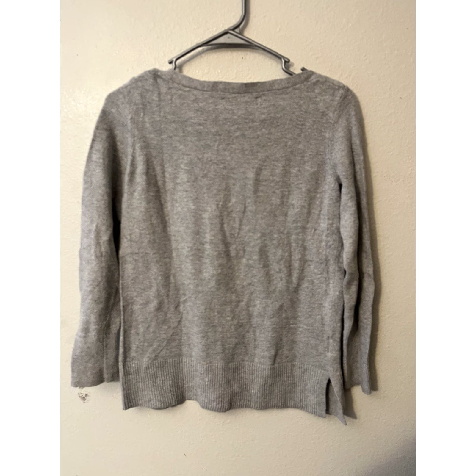 Loft LOFT Women's Sweater Gray Solid XS Boat Neck Pullover Knit Lightweight Classic Casual Regular Size XS Womens Size XS / US 0-2 / IT 36-38 - 2 Thumbnail