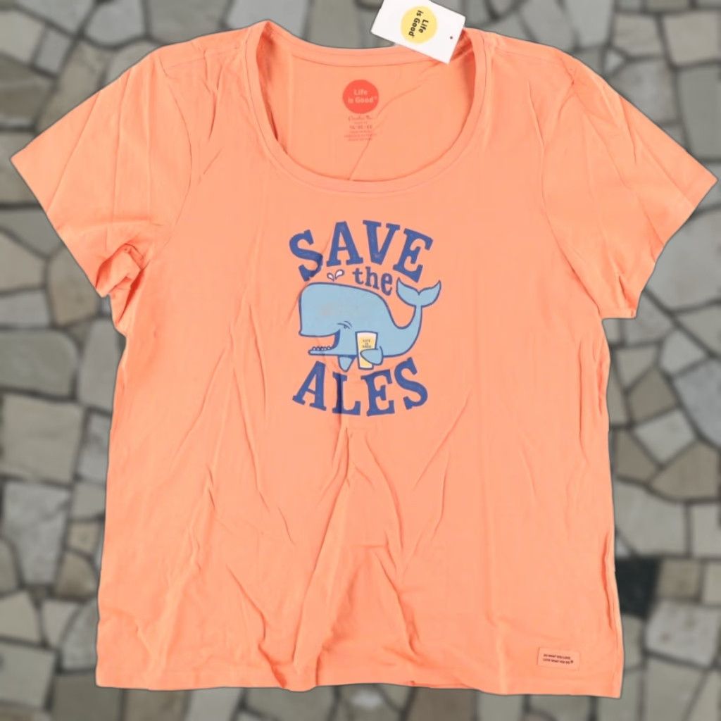 Life is Good Life is Good Save the Ales Whale Solid T-Shirt Peach Women's XL Shirt Women XL Peach Life is Good Save the Ales Whale T-Shirt Size XL / US 12-14 / IT 48-50 - 1 Thumbnail