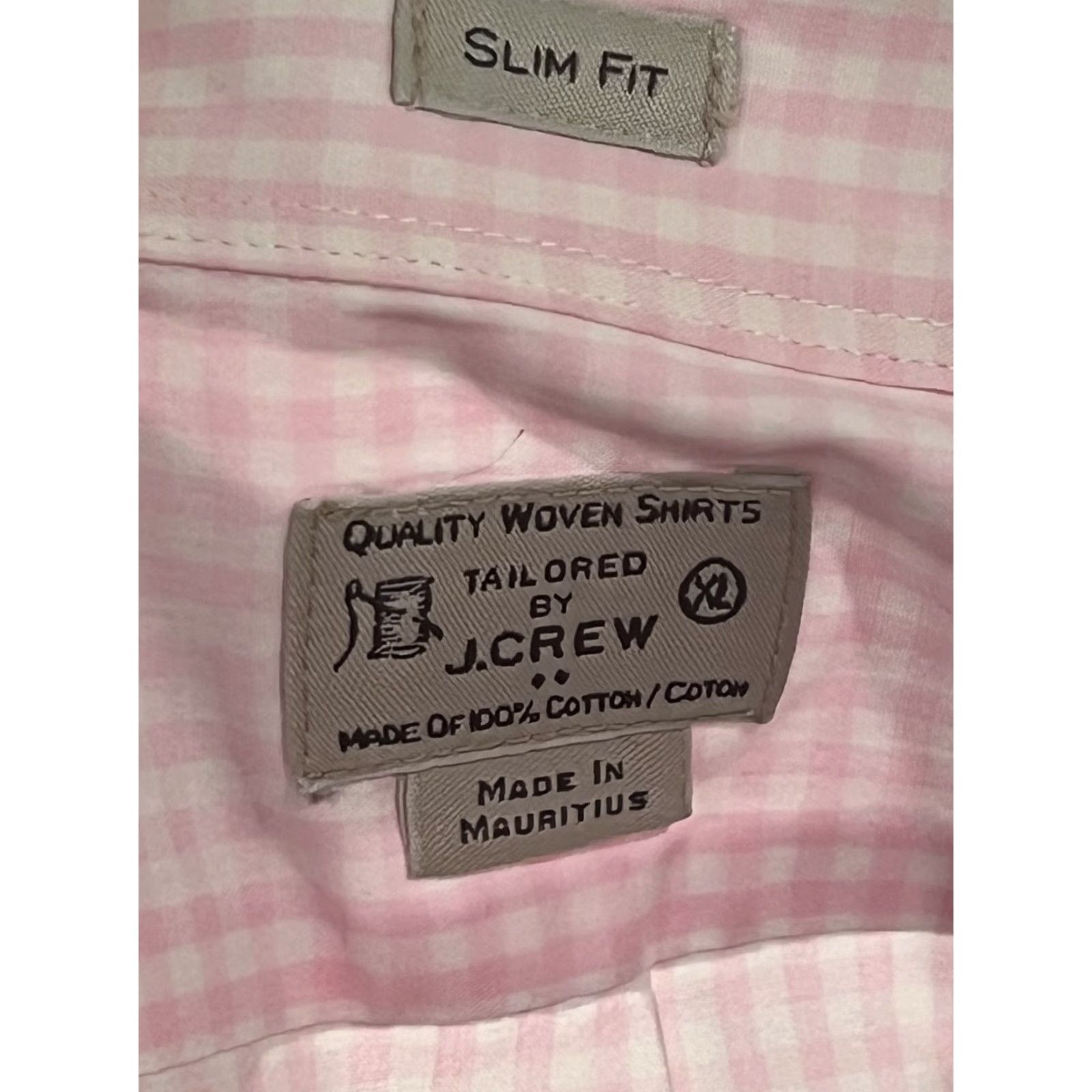 J.Crew J.CREW Slim Fit Shirt Mens XL Tailored Pink White Gingham Check Cotton Oxford Button-Up Size US XL / EU 56 / 4 - 6 Thumbnail
