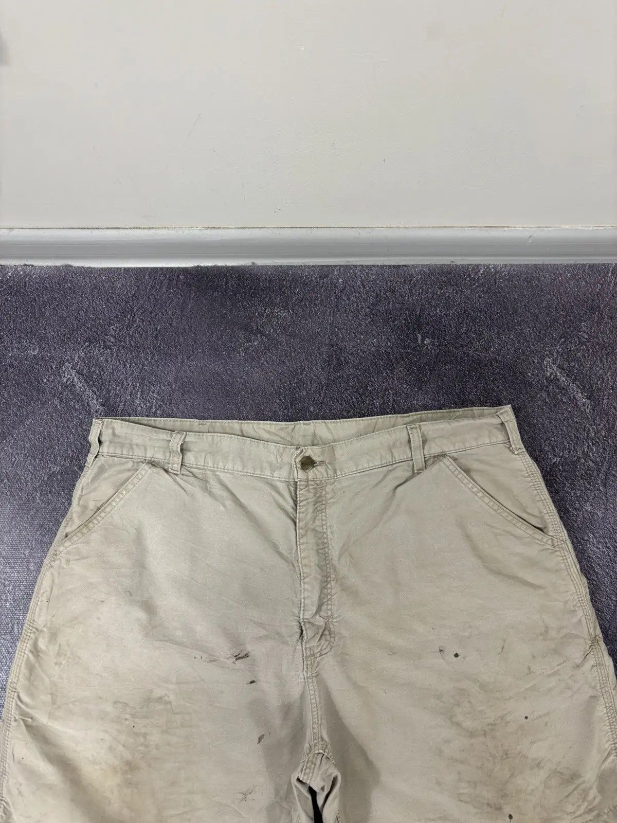 Carhartt × Vintage Vintage Carhartt USA Work Hype Beige Baggy Shorts Size US 40 / EU 56 - 8 Thumbnail