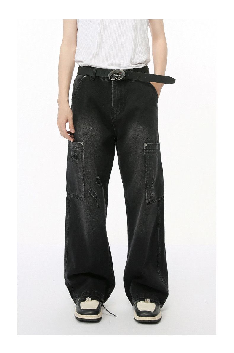 Japanese Brand × Jean Washed ripped side pocket cargo jeans Size US 32 / EU 48 - 1 Thumbnail