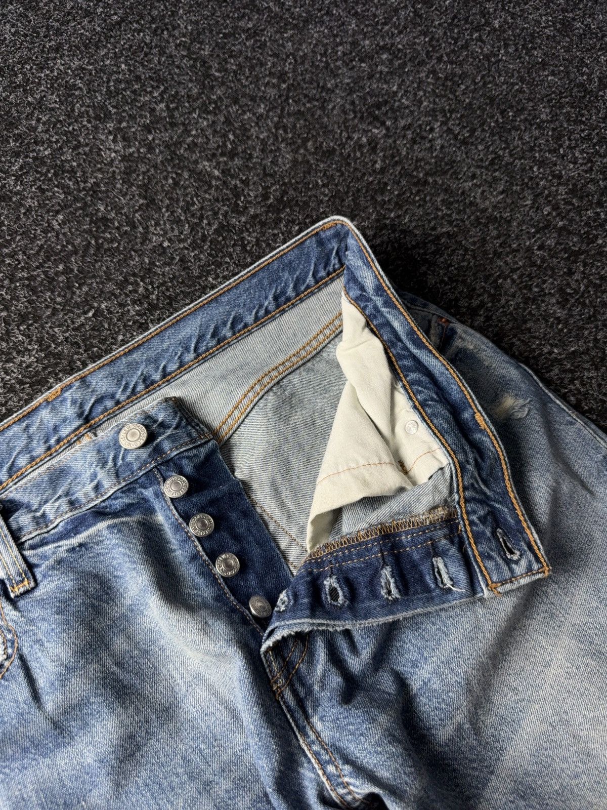 Levi's Vintage Clothing 00s 501 Levi’s Distressed Denim Pants Y2K Size US 34 / EU 50 - 7 Thumbnail