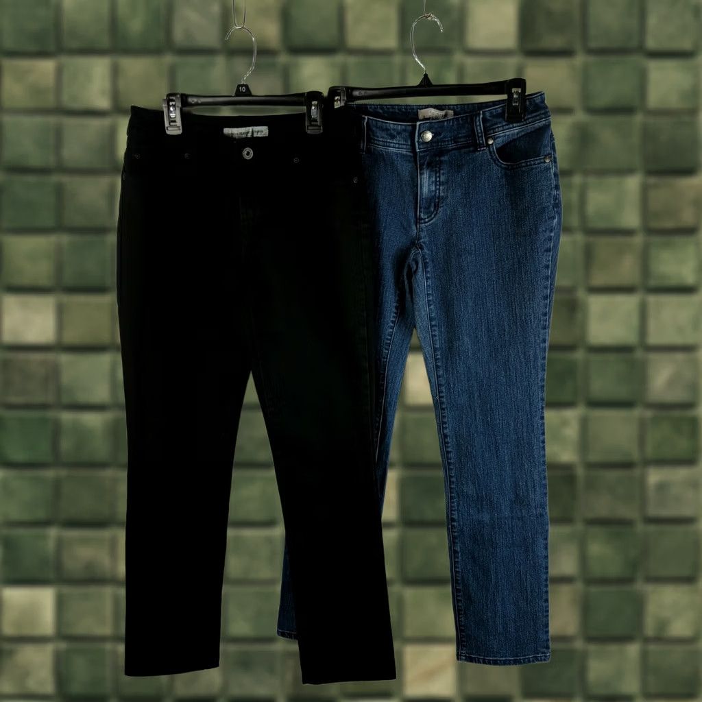 Vintage Chico's Jeans Woman 00 Regular Slim Straight Leg 2 Pair blue black Denim Cotton Blend Stretch Vintage No N/A Size 24" / US 00 / IT 34 - 1 Thumbnail