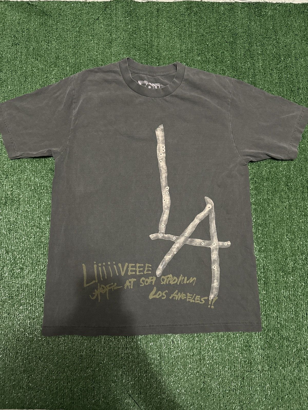 image of Travis Scott Utopia In Los Angeles Tour Tee in Grey, Men's (Size Medium)