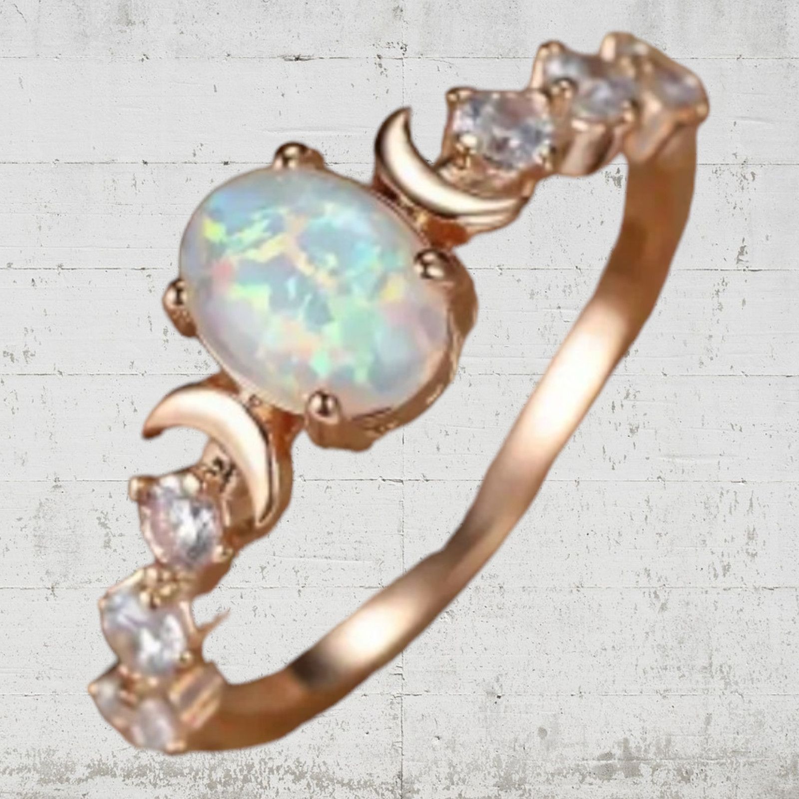 Other White Opal Moon Boho Retro Synthetic Fashion Ring Size 7 Size ONE SIZE - 1 Thumbnail