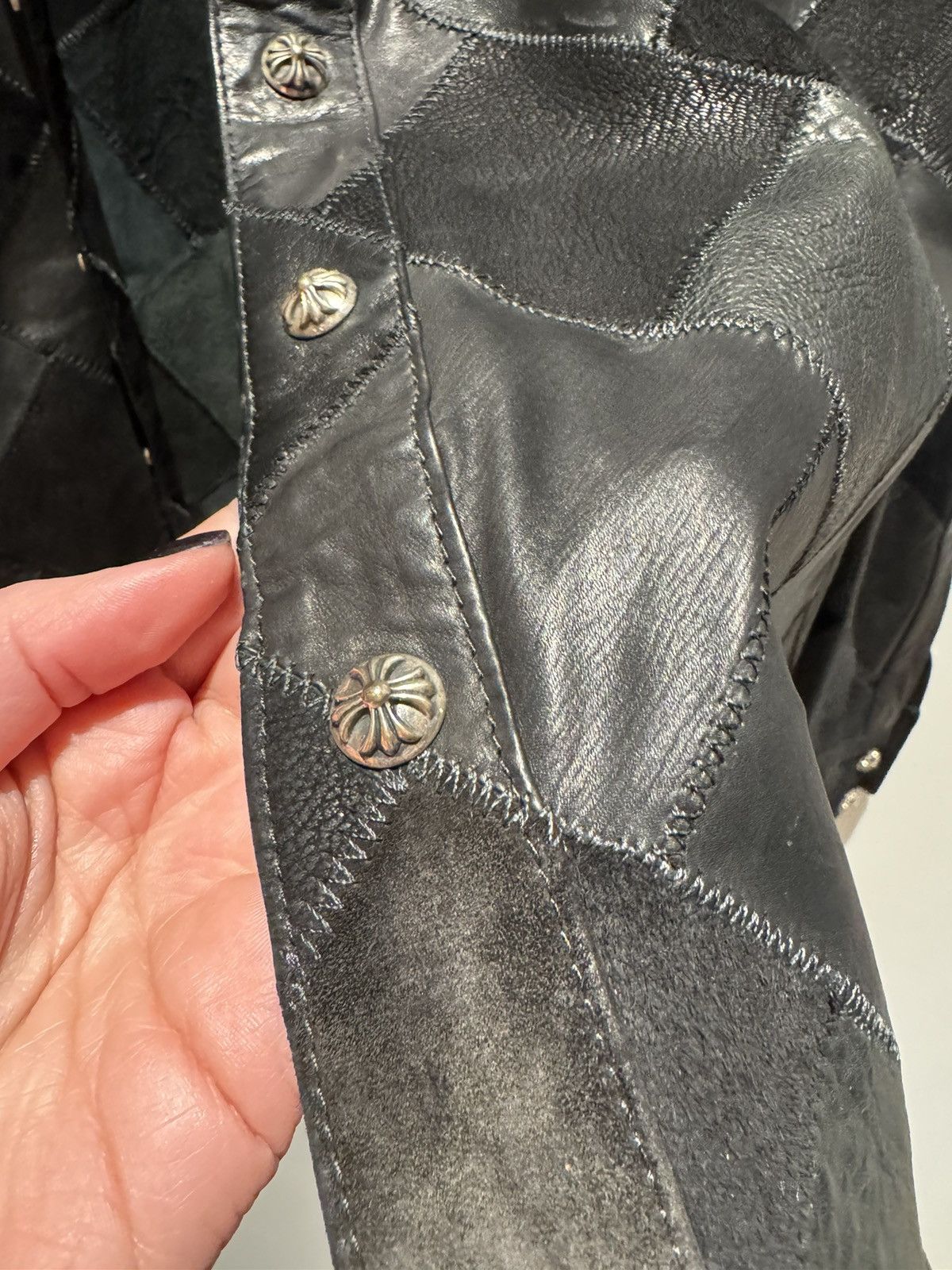 Chrome Hearts Chrome Hearts Leather Patchwork Shirt RARE Size US L / EU 52-54 / 3 - 7 Thumbnail