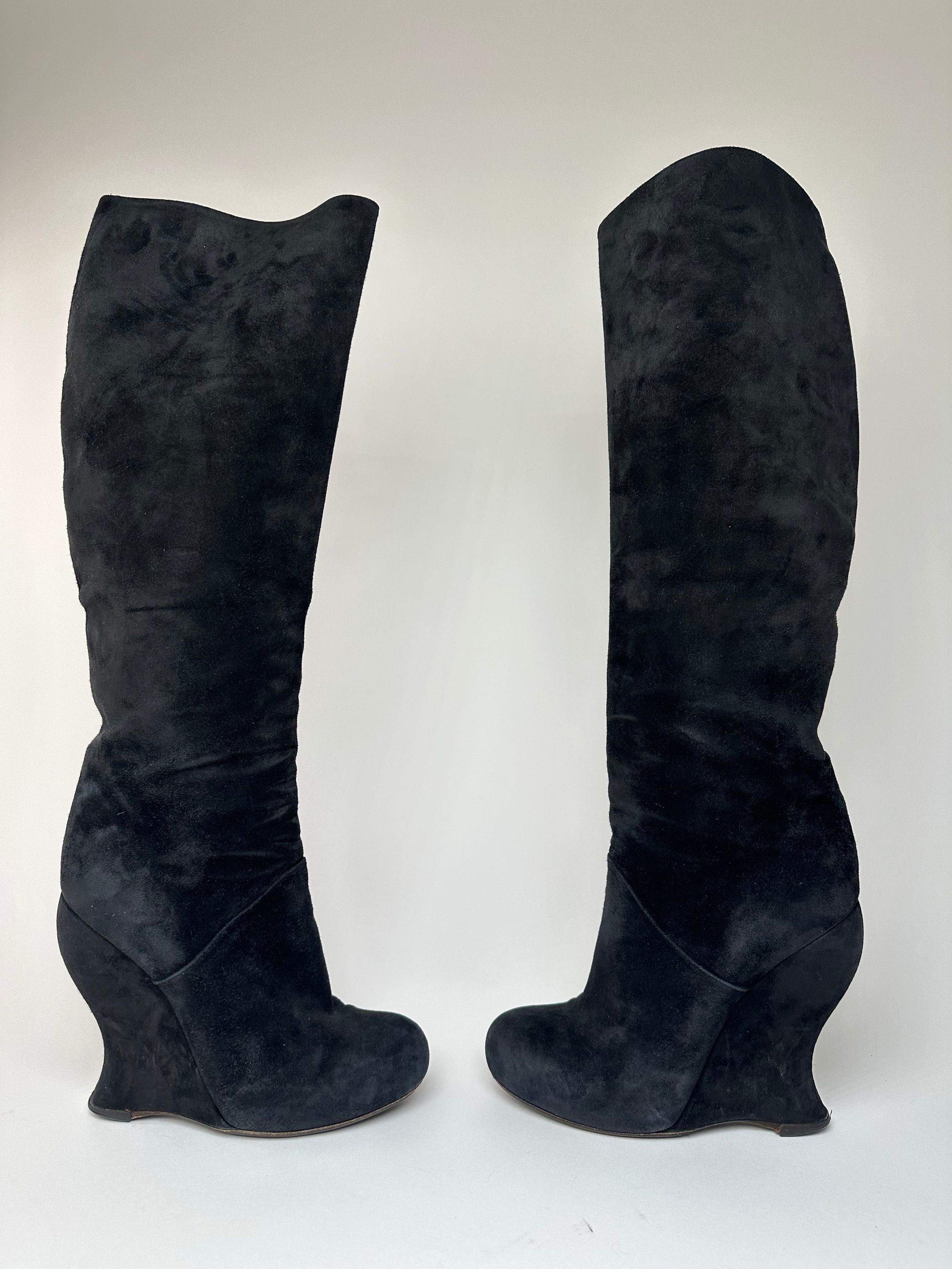 Bottega Veneta Vintage Suede Boots Black EU37,5 Size US 6.5 / IT 36.5 - 1 Thumbnail