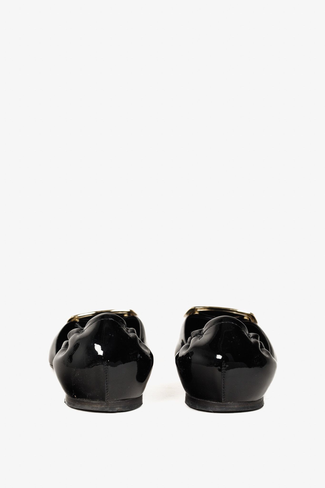 Roger Vivier Roger Vivier Chips Black Patent Leather Buckle Scrunch Flats Size US 5.5 / IT 35.5 - 4 Thumbnail