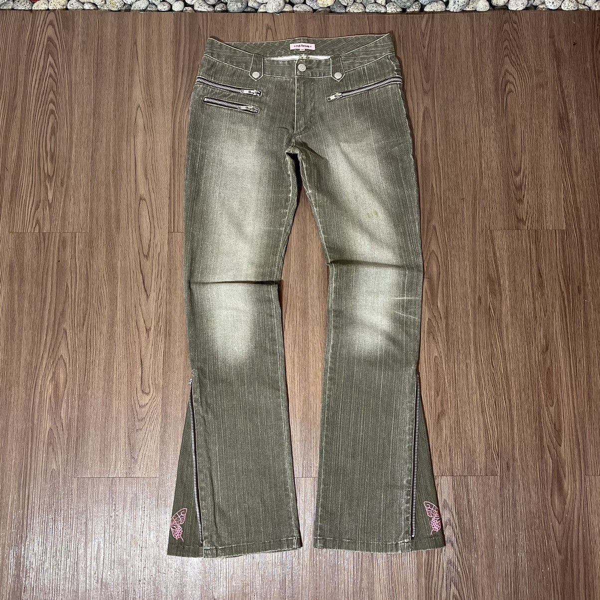 Tornado Mart Pink Tornado Multizipper Butterfly Flare Low-rise Jean Size US 30 / EU 46 - 1 Thumbnail