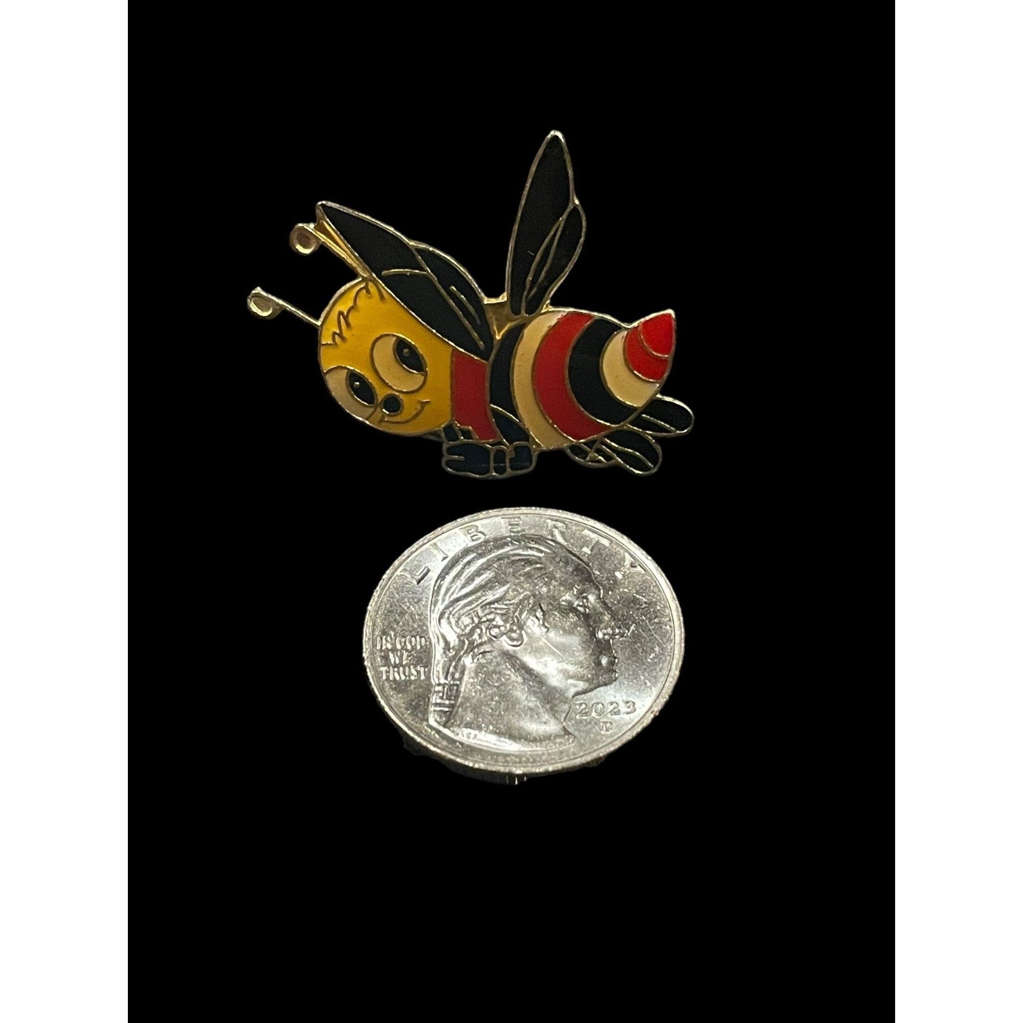 Vintage Vintage Gold Tone Black Yellow and Red Bumble Bee Enamel Bro Size ONE SIZE - 4 Thumbnail