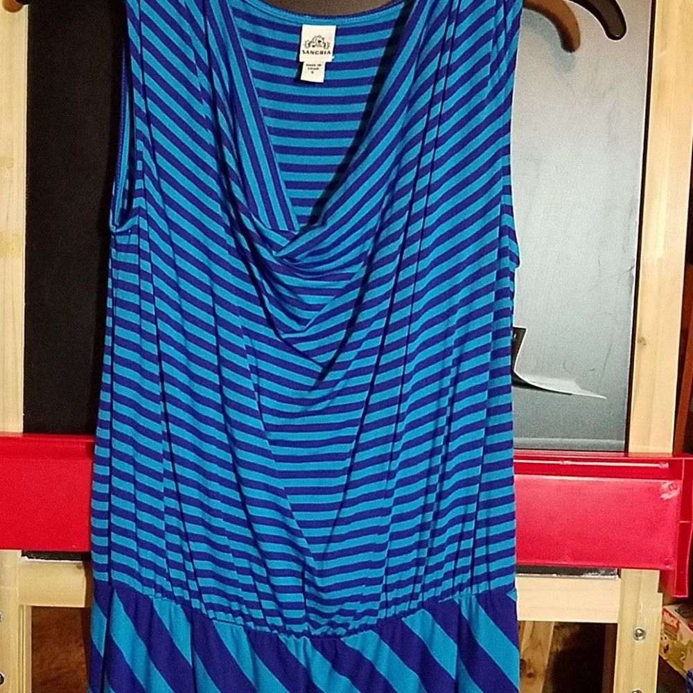 Other Sangria Striped Cowl Drop Waist Sleeveless Size L / US 10 / IT 46 - 3 Thumbnail