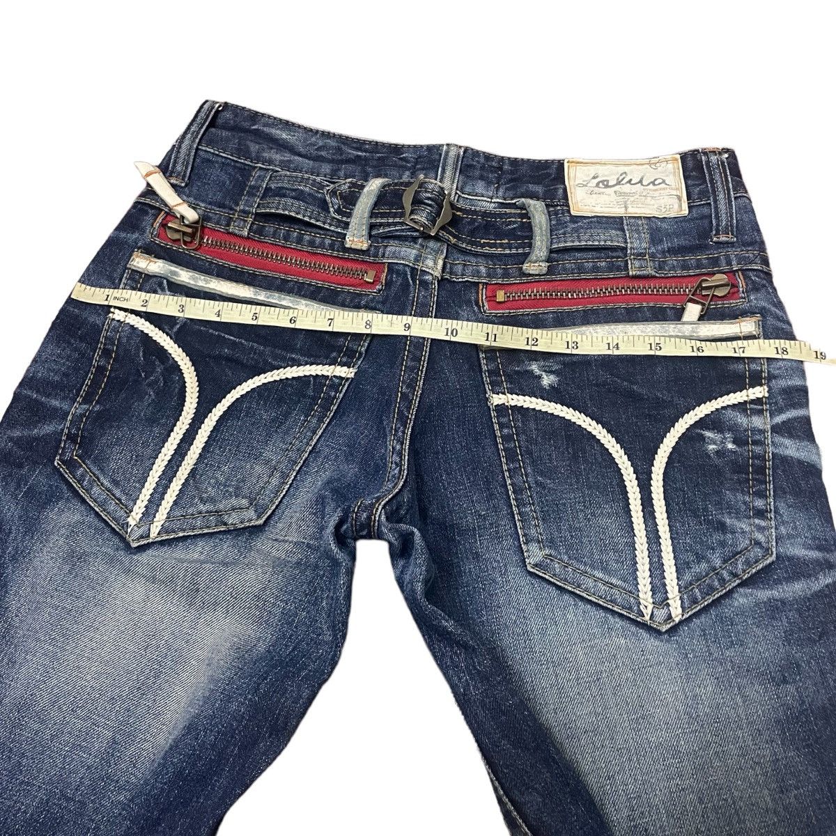 Hysteric Glamour 🇯🇵 CONCERT CLUB BY LOLITA BUCKLE WASHED DENIM PANTS Size 30" / US 8 / IT 44 - 15 Thumbnail