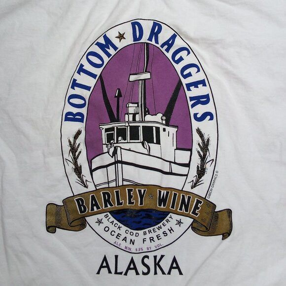 Vintage Vintage Bottom Draggers Black Cod Brewery Alaska T-Shirt Size US XL / EU 56 / 4 - 1 Thumbnail