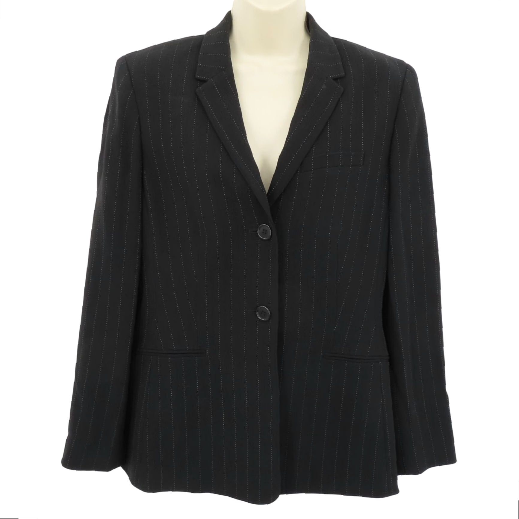 Ann Taylor Ann Taylor Women 10 Blazer Jacket Pinstripe Black White 2 Button Suit Jacket Blazer Womens Modern Style Classic Business Suit Jacket Size L / US 10 / IT 46 - 2 Thumbnail