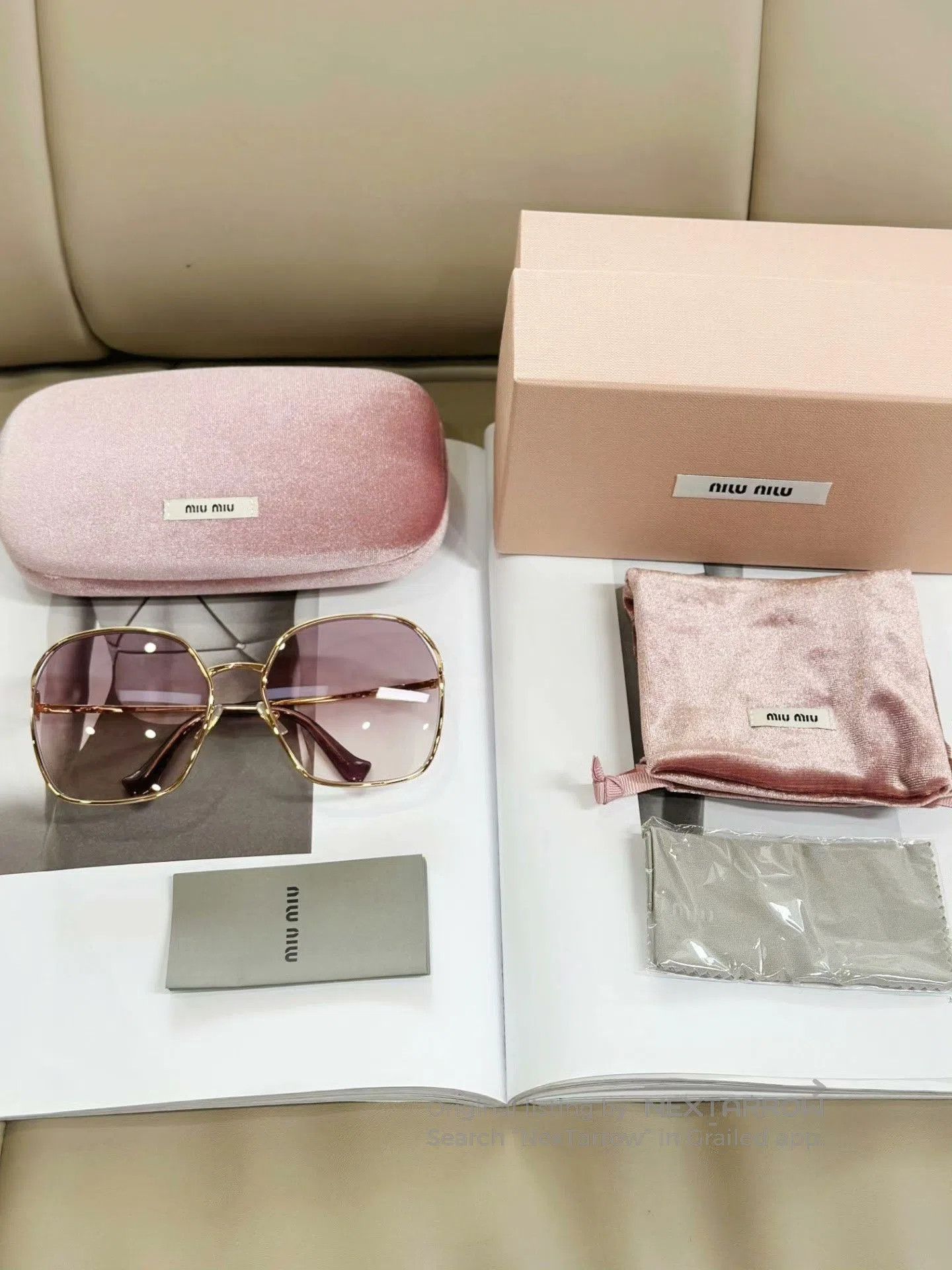 Miu Miu MIUMIU Gold Square-Round Oversized Sunglasses. Size ONE SIZE - 9 Thumbnail