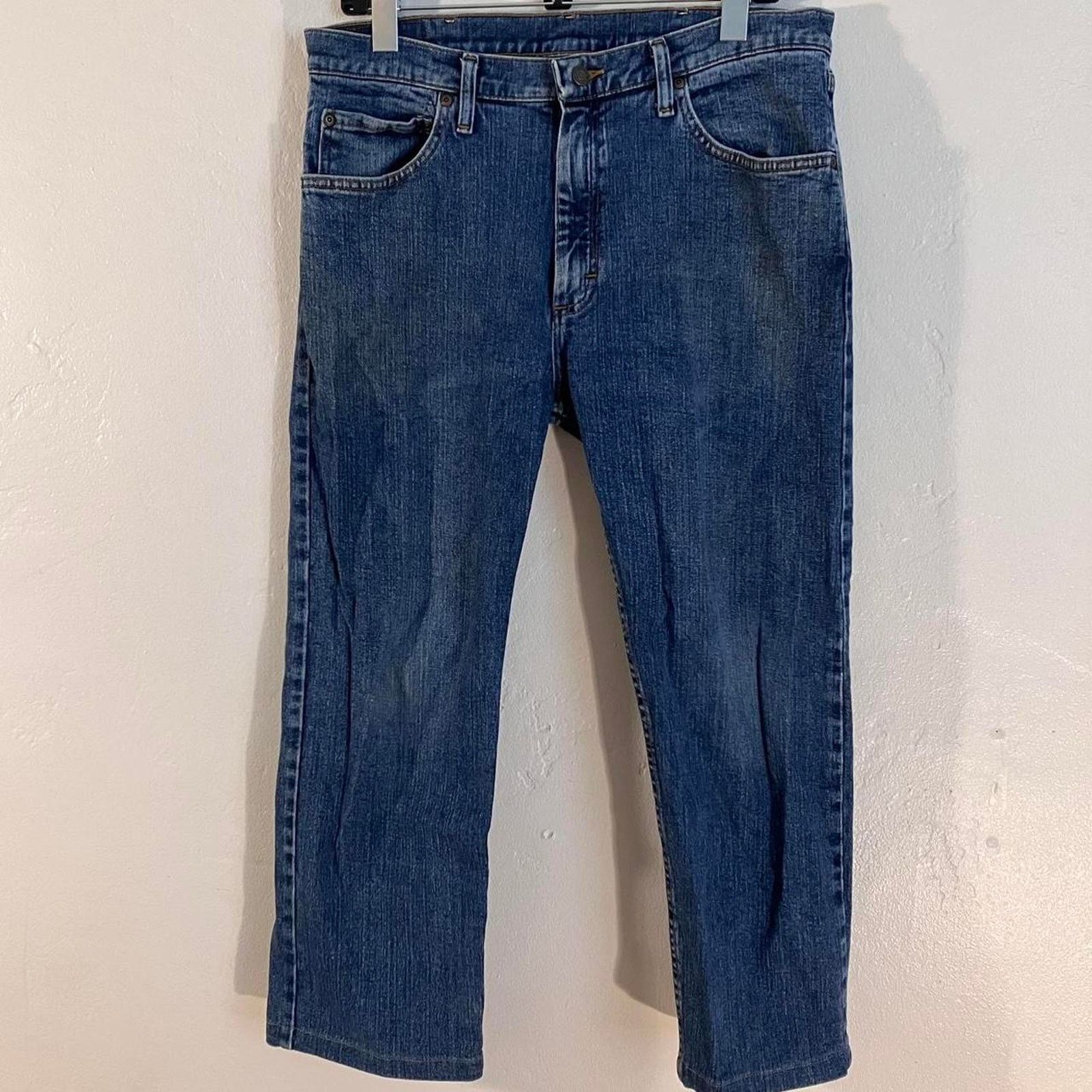 Wrangler Wrangler Dark Wash Denim 5 Pocket Regular Fit Jeans Size US 34 / EU 50 - 1 Thumbnail