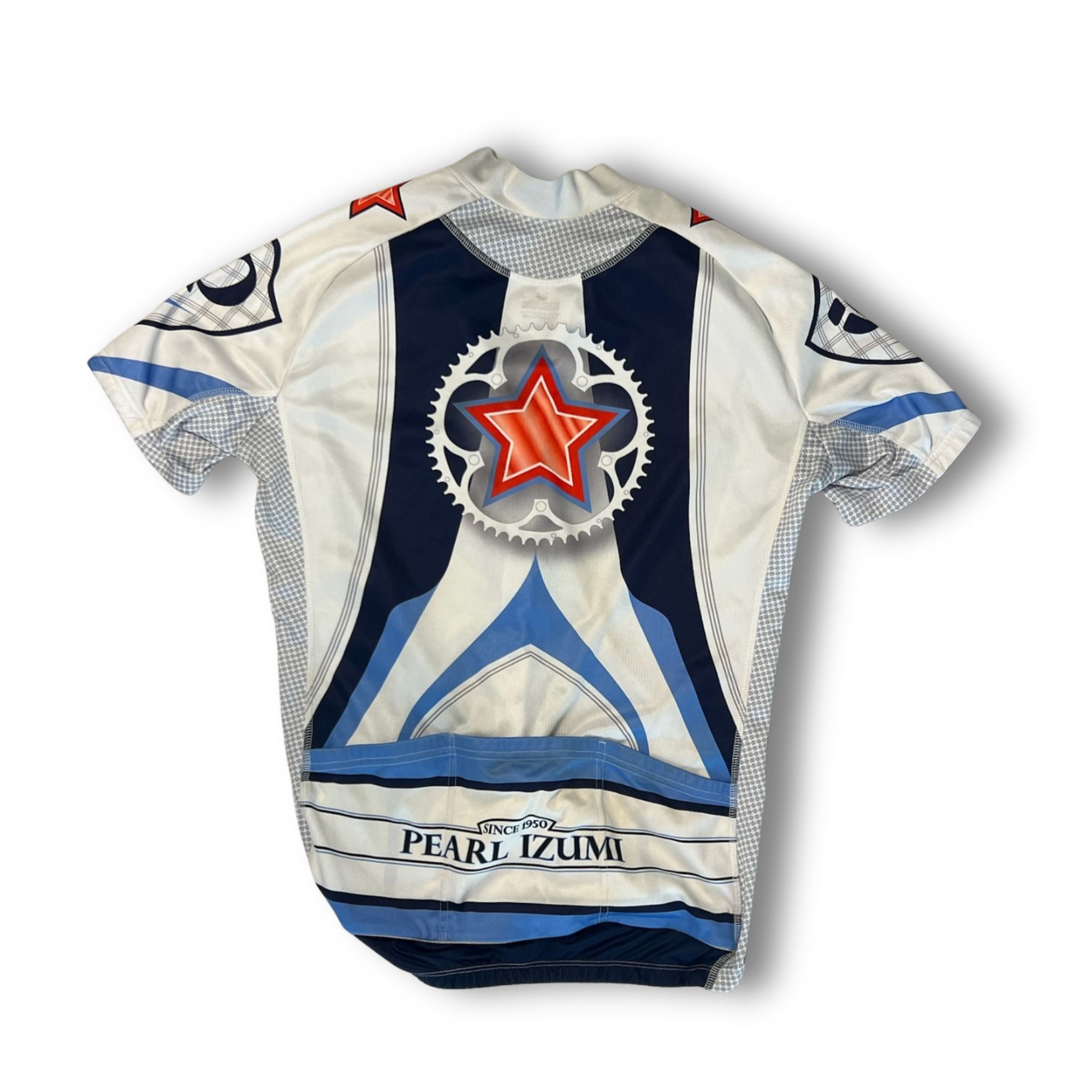 PEARL iZUMi Pearl Izumi Mens Cycling Jersey Medium Blue/White Star Desig Size US M / EU 48-50 / 2 - 3 Thumbnail