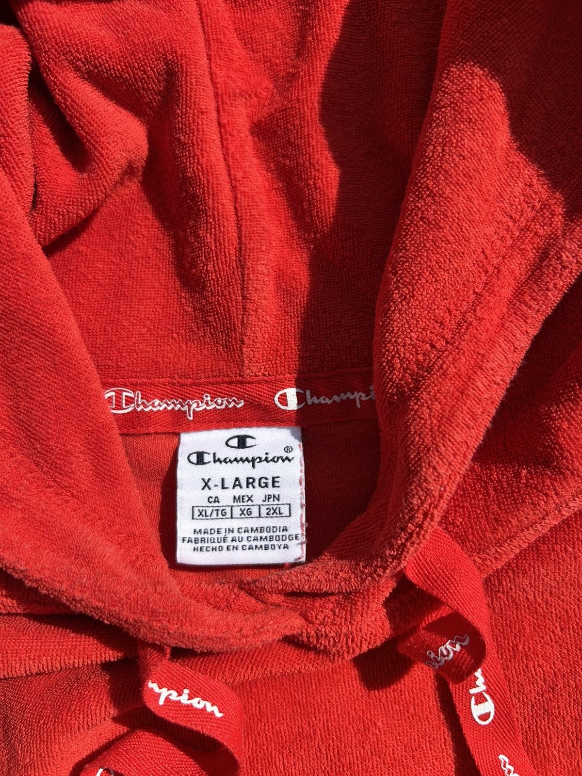 Champion Champion Women Flannel Red Hoodie Logo Tape Sleeves Size XXL Size XXL / US 16-18 / IT 52-54 - 8 Thumbnail