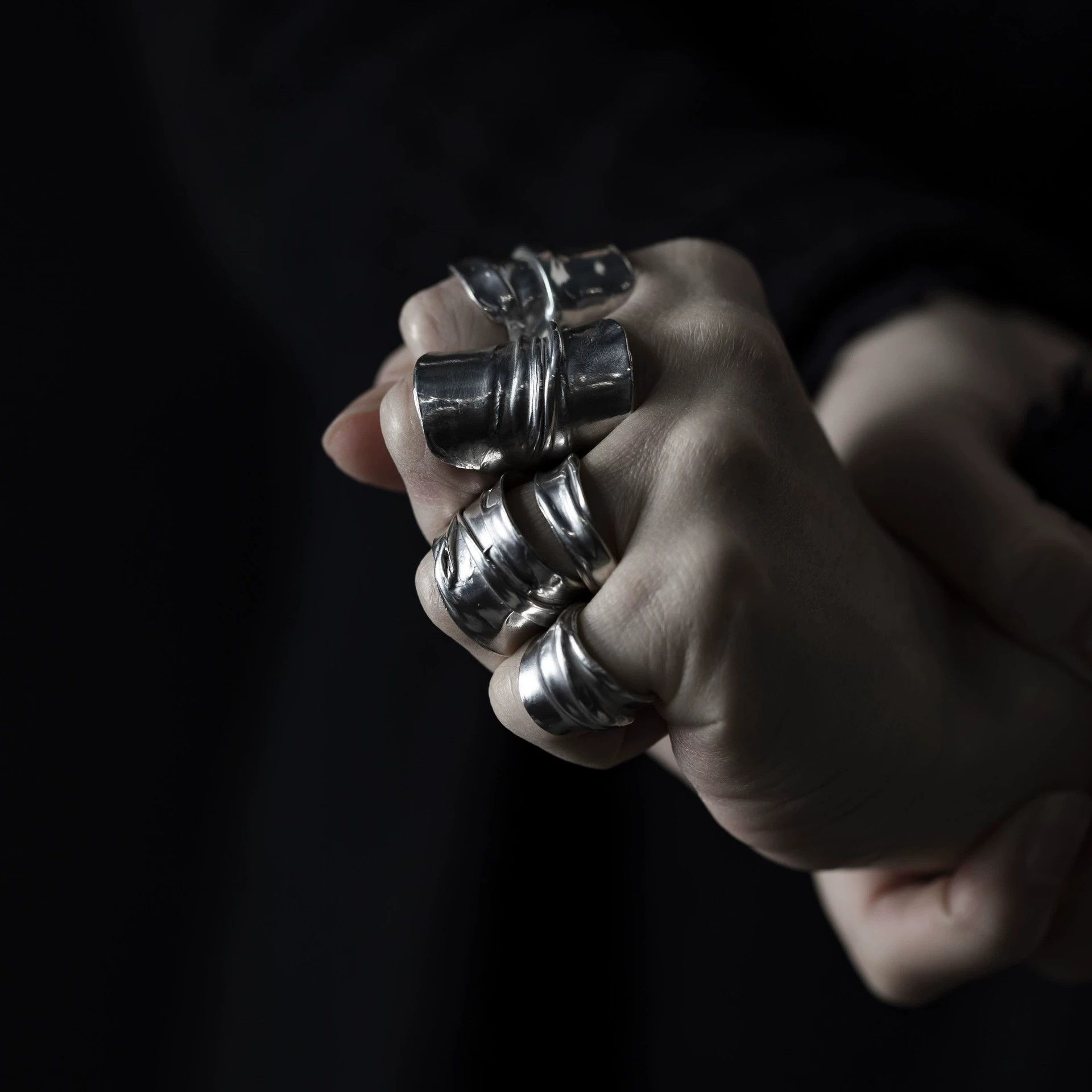 Uma Wang Detaj x Uma Wang Mirror-Finish Folded Silver Ring Size ONE SIZE - 2 Thumbnail