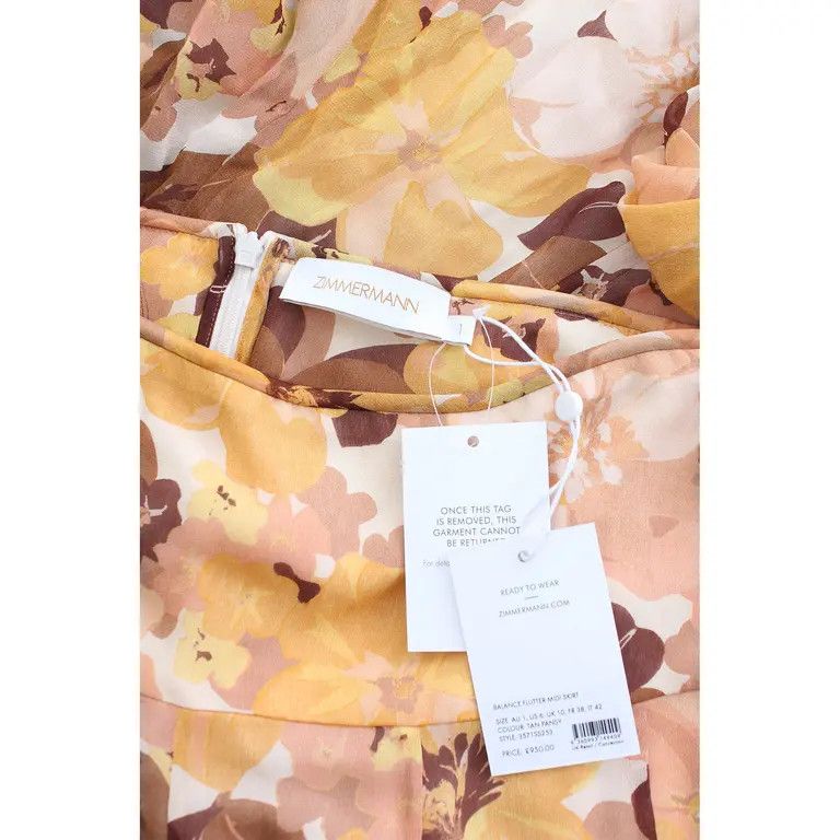 Zimmermann oc11z0226 Balance Flutter Printed Midi Skirt In Multicolor Size 26" / US 2 / IT 38 - 5 Thumbnail