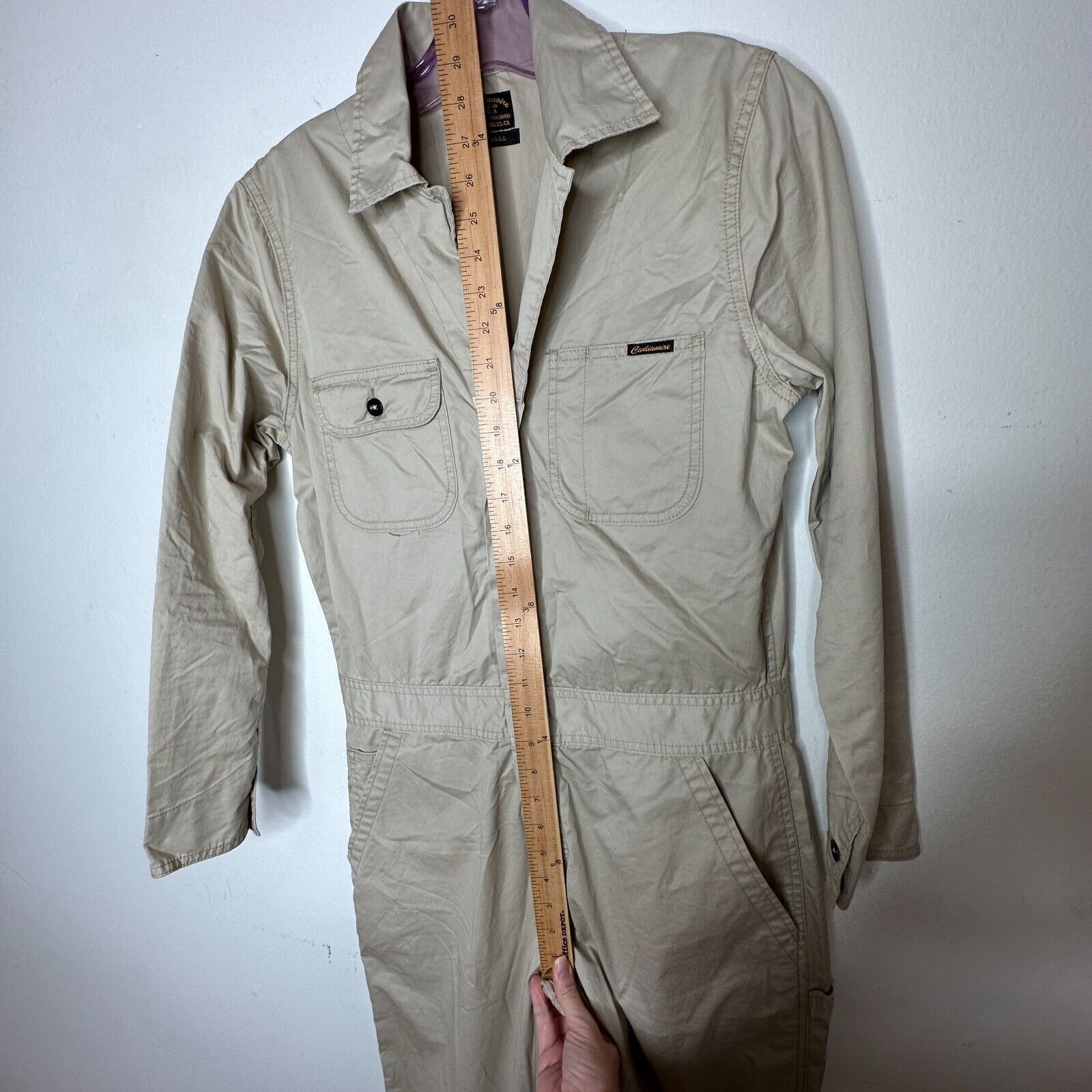Civilianaire Civilianaire Khaki Twill Zip Long Sleeve Utility Jumpsuit XS Size 26" / US 2 / IT 38 - 13 Thumbnail