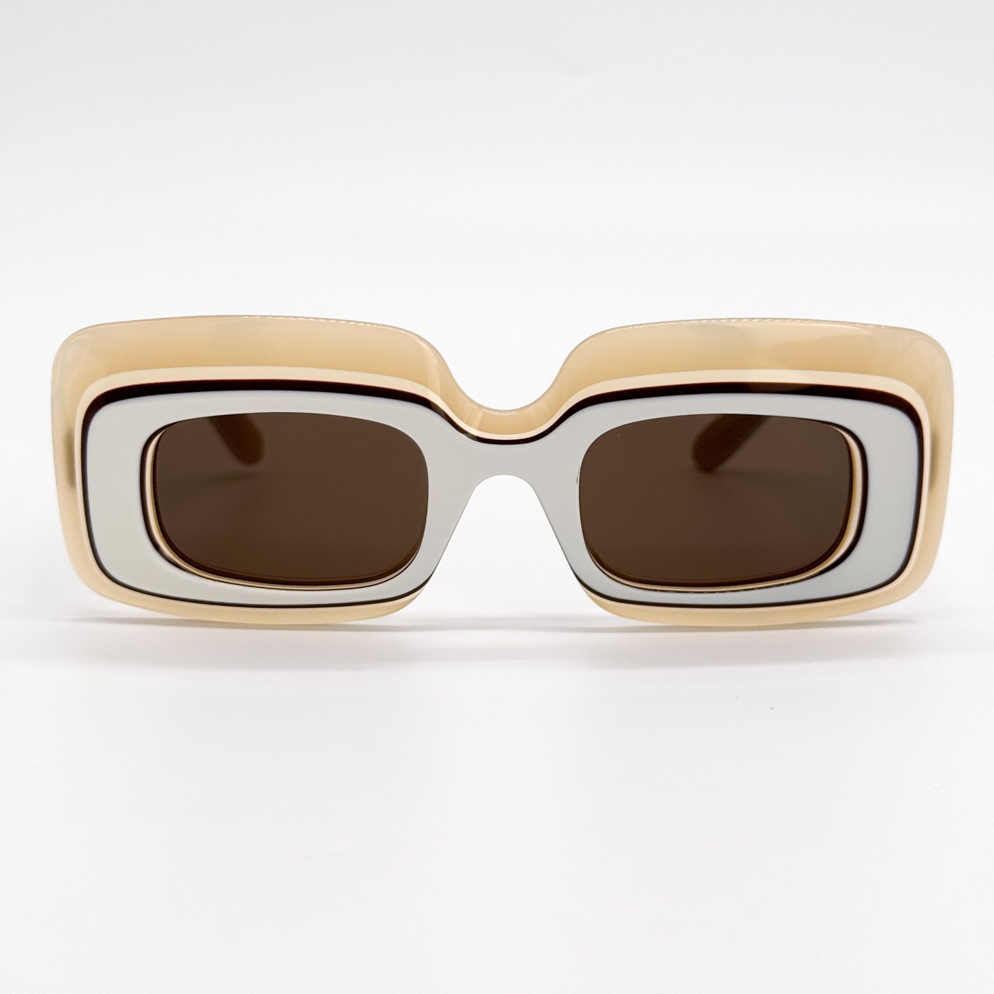 NEW LW40139U 25E, LOEWE SUNGLASSES SQUARE WHITE CREAM EYEWEA