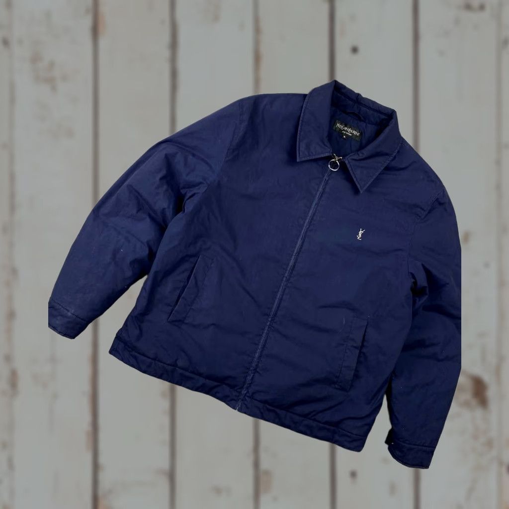 Yves Saint Laurent VINTAGE Yves Saint Laurent Bomber Jacket YSL Men XL Blue Men Jacket Bomber Blue Logo Vintage XL Size US XL / EU 56 / 4 - 1 Thumbnail