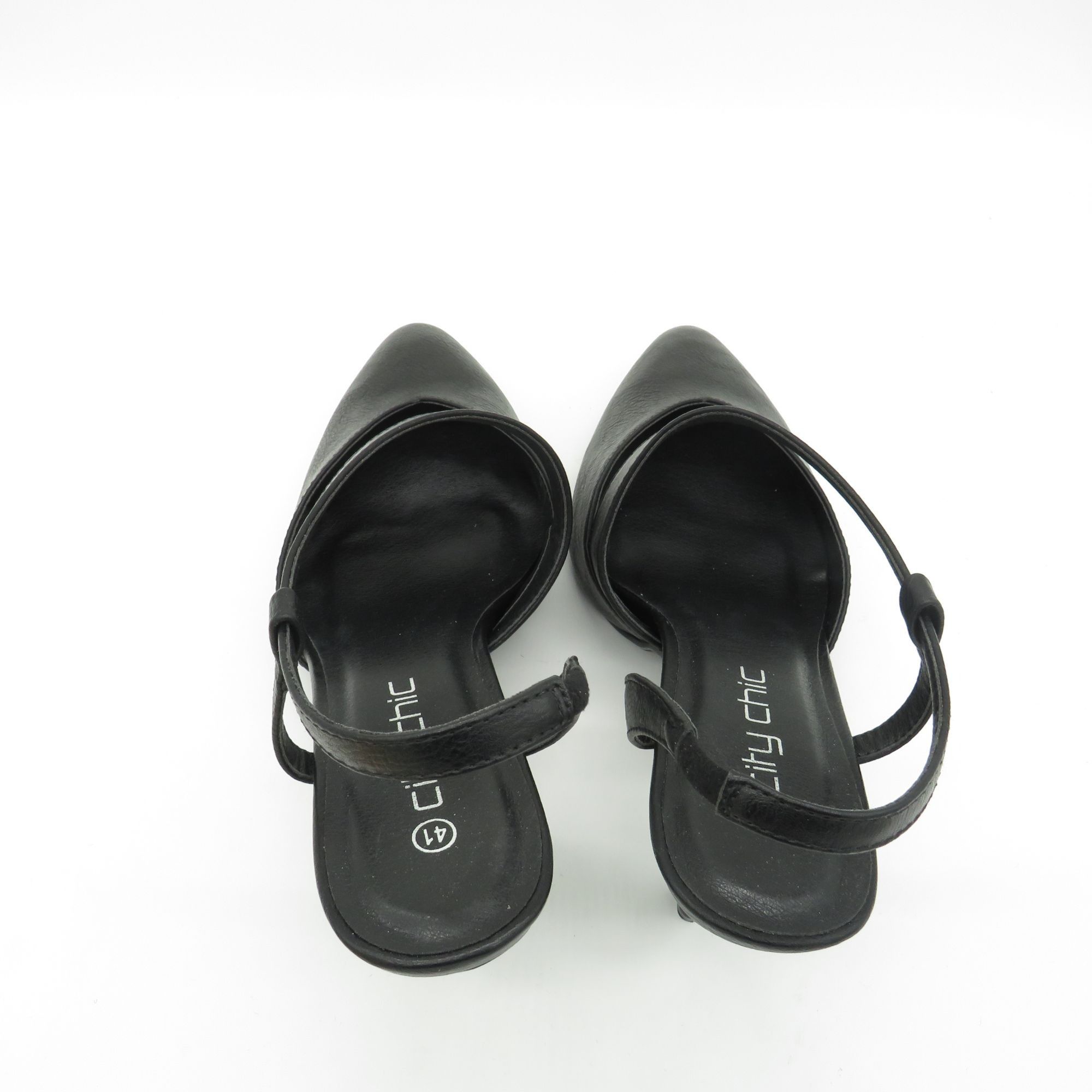 Other City Chic Black Faux Leather Pointed Toe Slingback Heels 10 Size US 10 / IT 40 - 5 Thumbnail