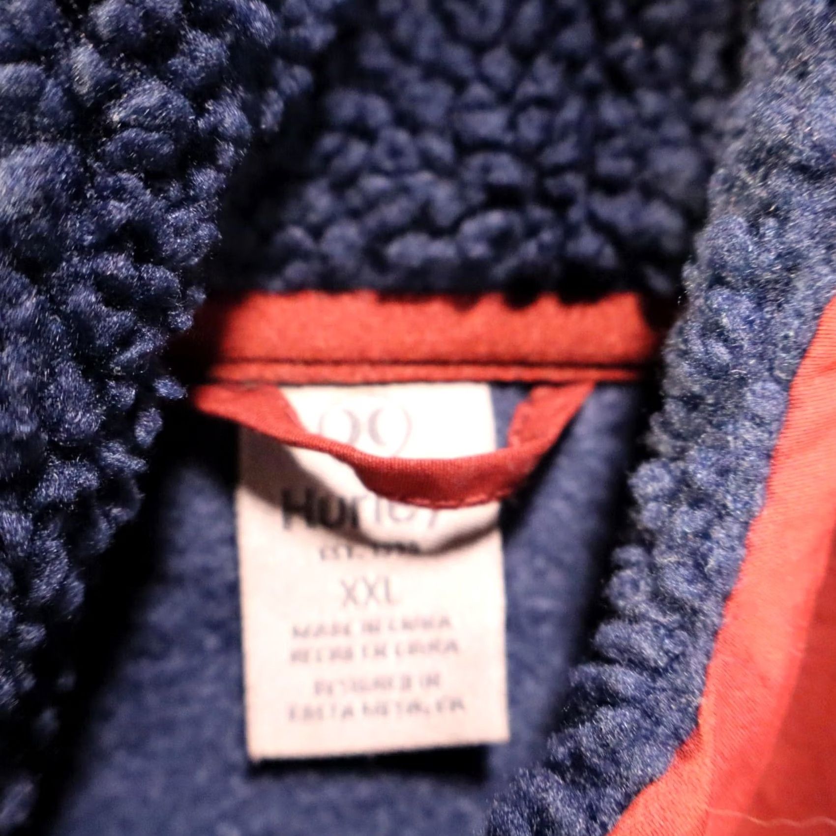 Hurley Hurley Men XXL Obsidian Navy Red Half Zip Sherpa Hoodie Jacket Zip Polyester Anorak Blue Size US XXL / EU 58 / 5 - 8 Thumbnail