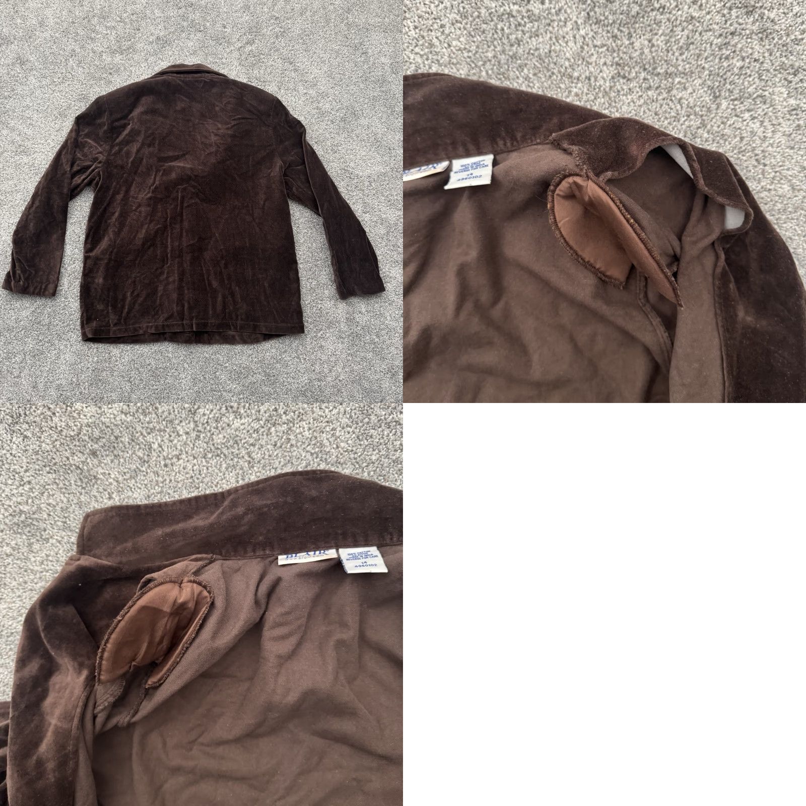Blair VINTAGE Blair Blazer Jacket Women Sz 14 Velour Lagenlook Shoulder Pads 90s Brown Size XL / US 12-14 / IT 48-50 - 8 Thumbnail