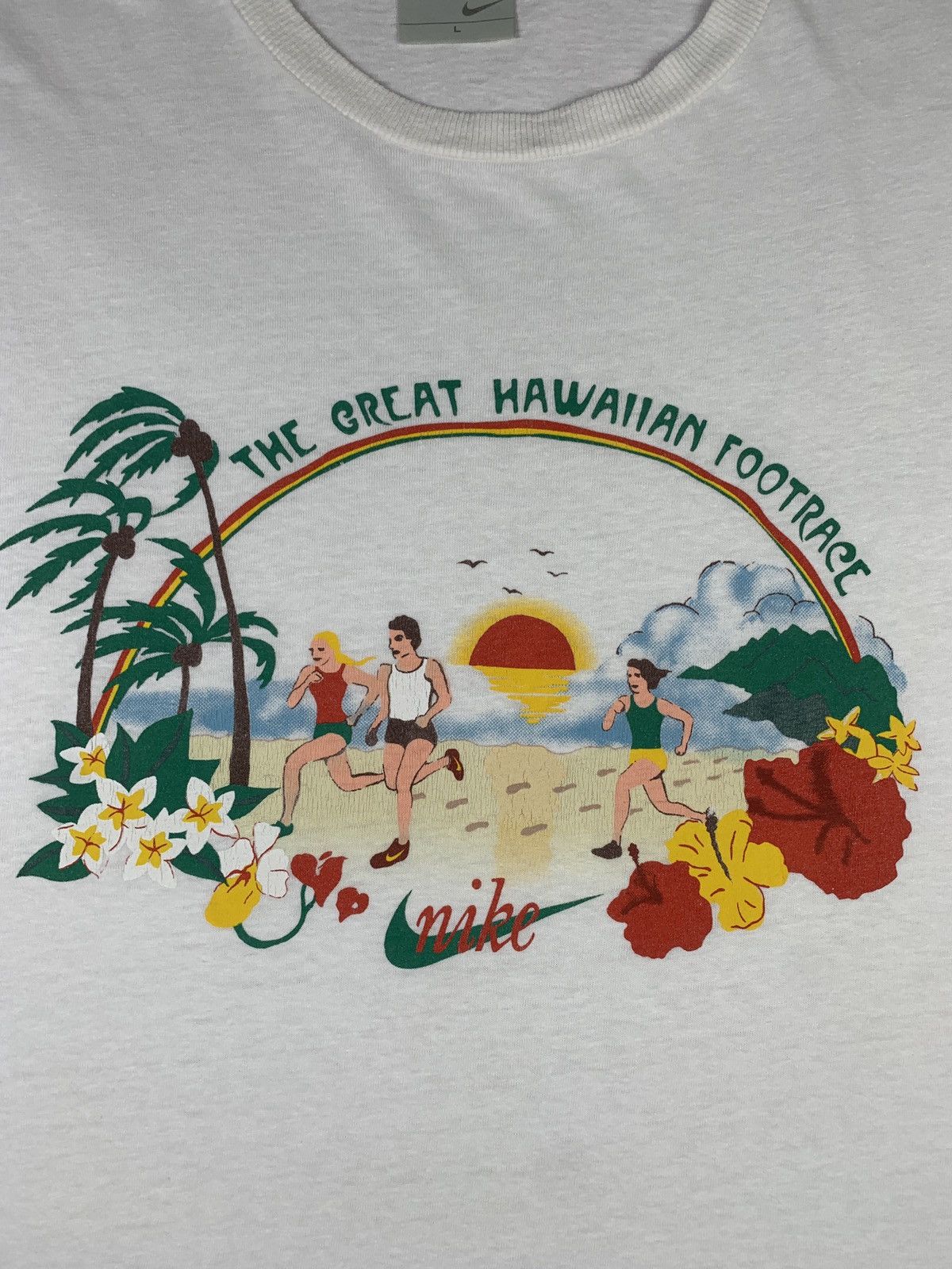 Nike 2000s Nike White Vintage Hawaiian Running Event Tee Size US L / EU 52-54 / 3 - 2 Thumbnail