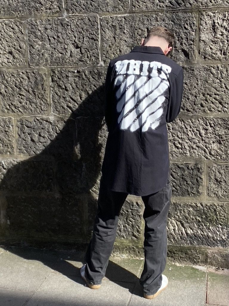 Off-White 2017 Off-White Virgil Abloh Spray Diagonals Overshirt Size US L / EU 52-54 / 3 - 6 Thumbnail