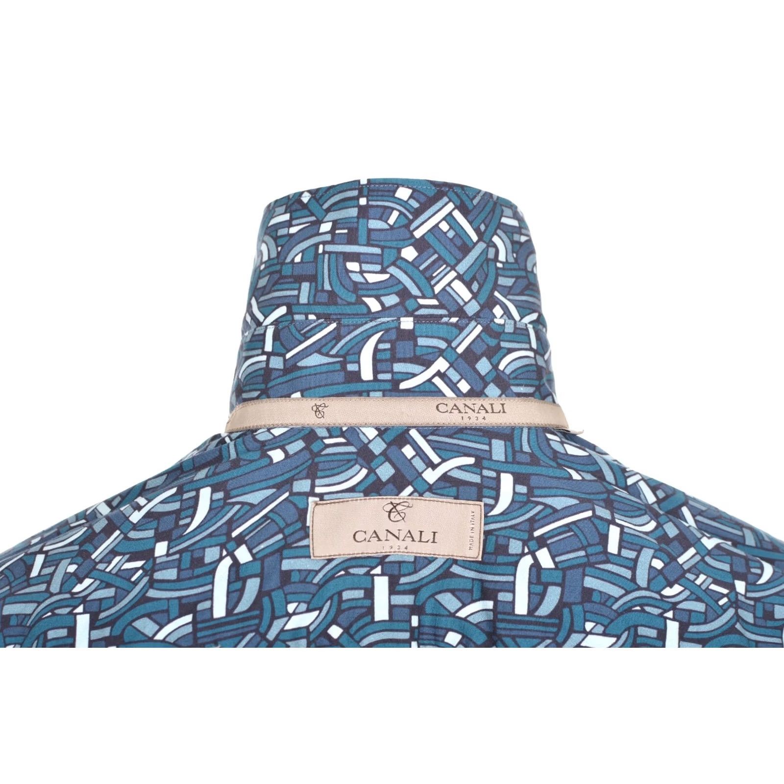 Canali Canali Blue Full-Print Cotton Button Shirt Size S Mens Shirt Size US S / EU 44-46 / 1 - 5 Thumbnail