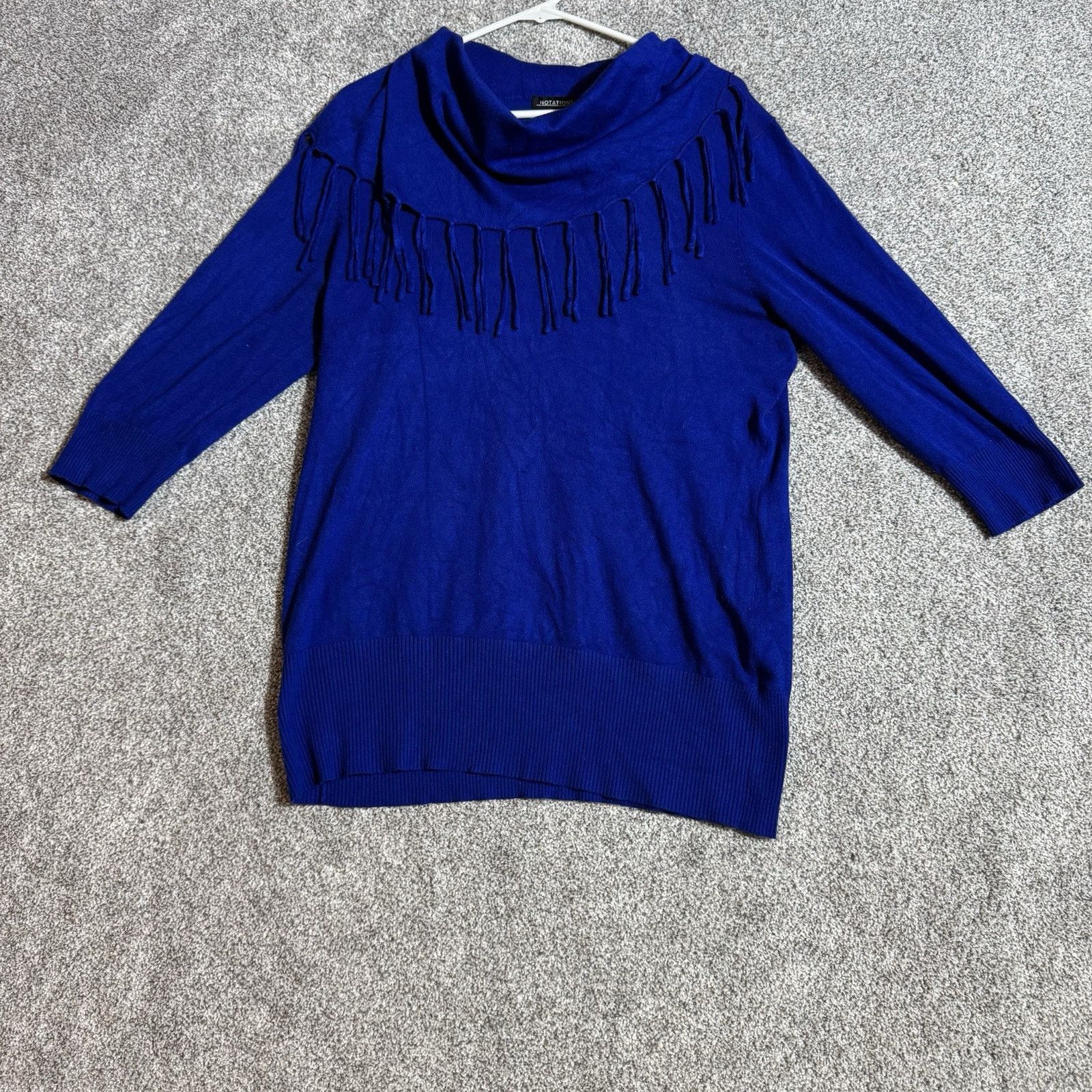 Other Notations Sweater Womens Large Fringe Cowl Neck Boho Western Size L / US 10 / IT 46 - 1 Thumbnail