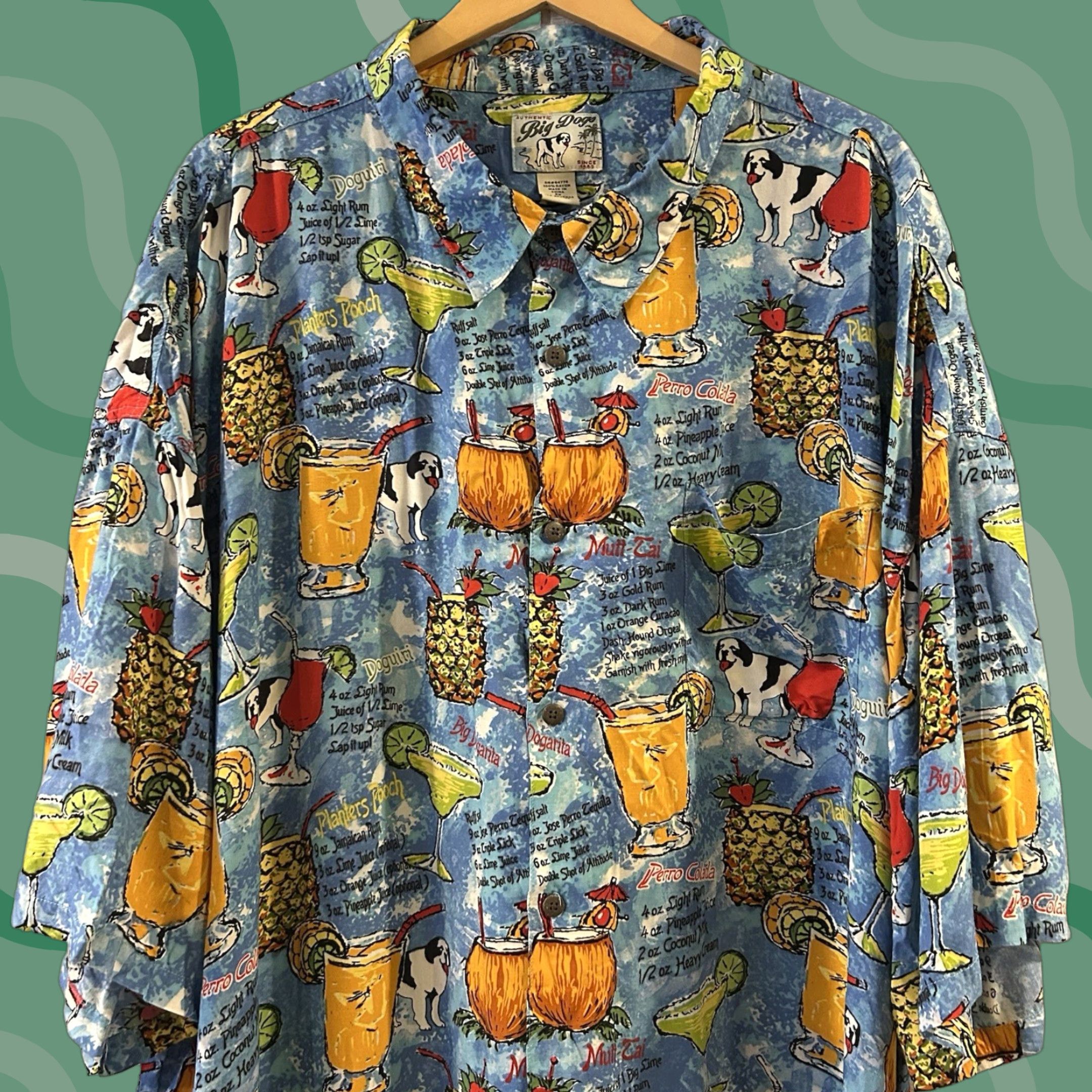 Big Dogs VINTAGE Big Dogs Shirt Mens 5XL Hawaiian Button-Up Short Sleeve Floral Rayon Beach Vacation Aloha Beachwear Pattern Blue Size US XXL / EU 58 / 5 - 1 Thumbnail