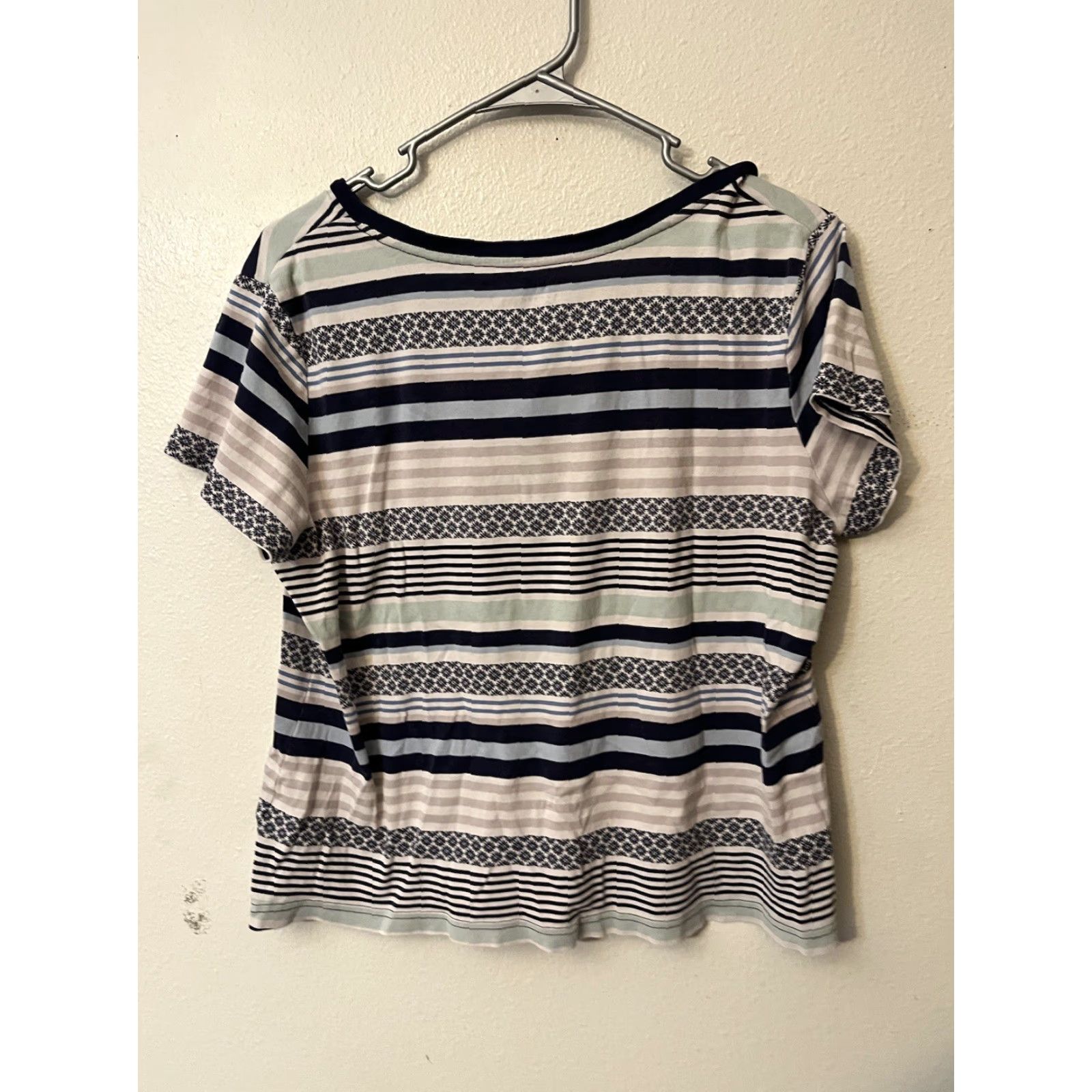 Croft & Barrow Croft & Barrow Shirt Women XL Striped Cotton Short Sleeve Henley Blouse Size XL / US 12-14 / IT 48-50 - 3 Thumbnail