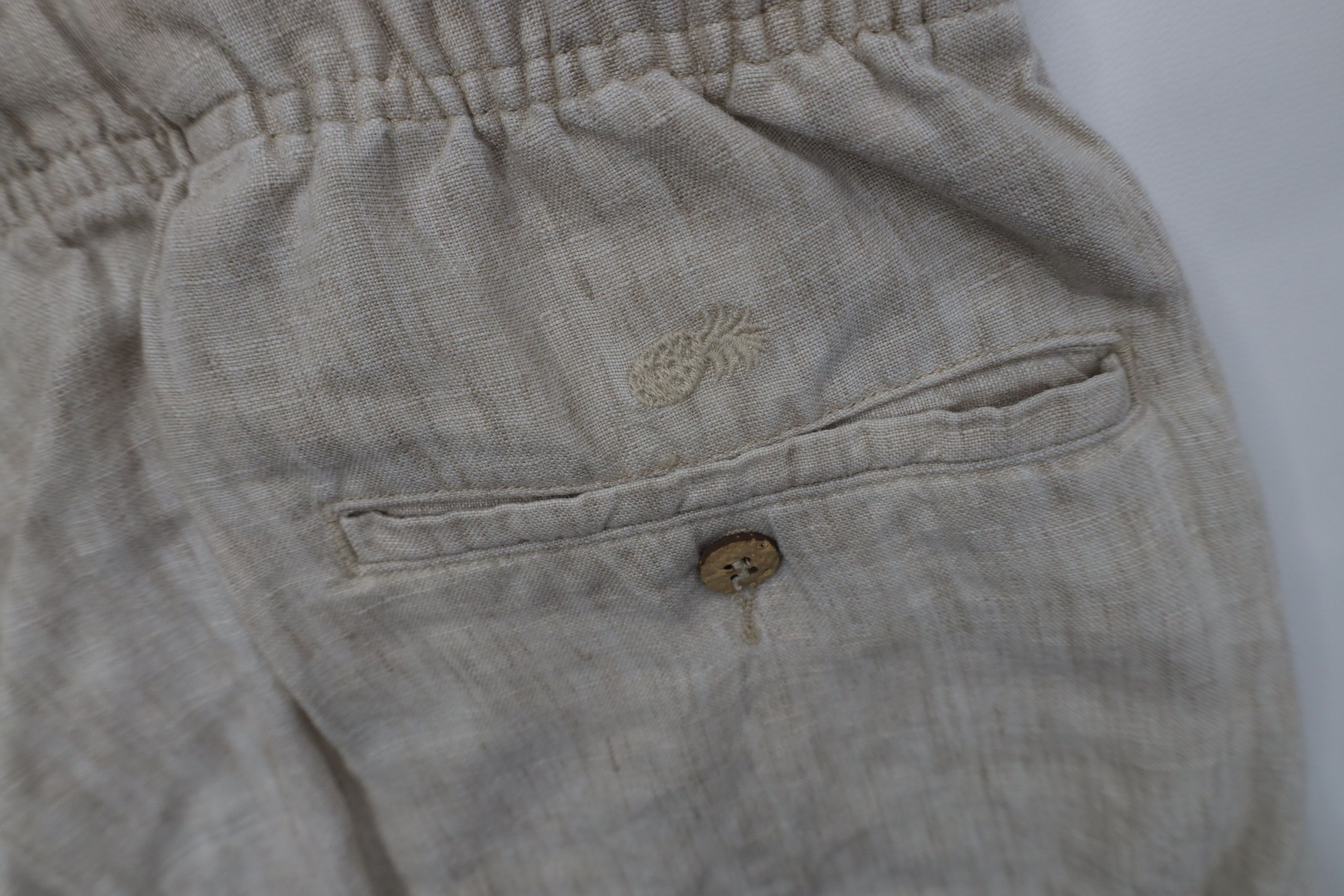Vintage Vintage 90s Streetwear Linen Cargo Shorts Oatmeal Brown Size US 34 / EU 50 - 15 Thumbnail