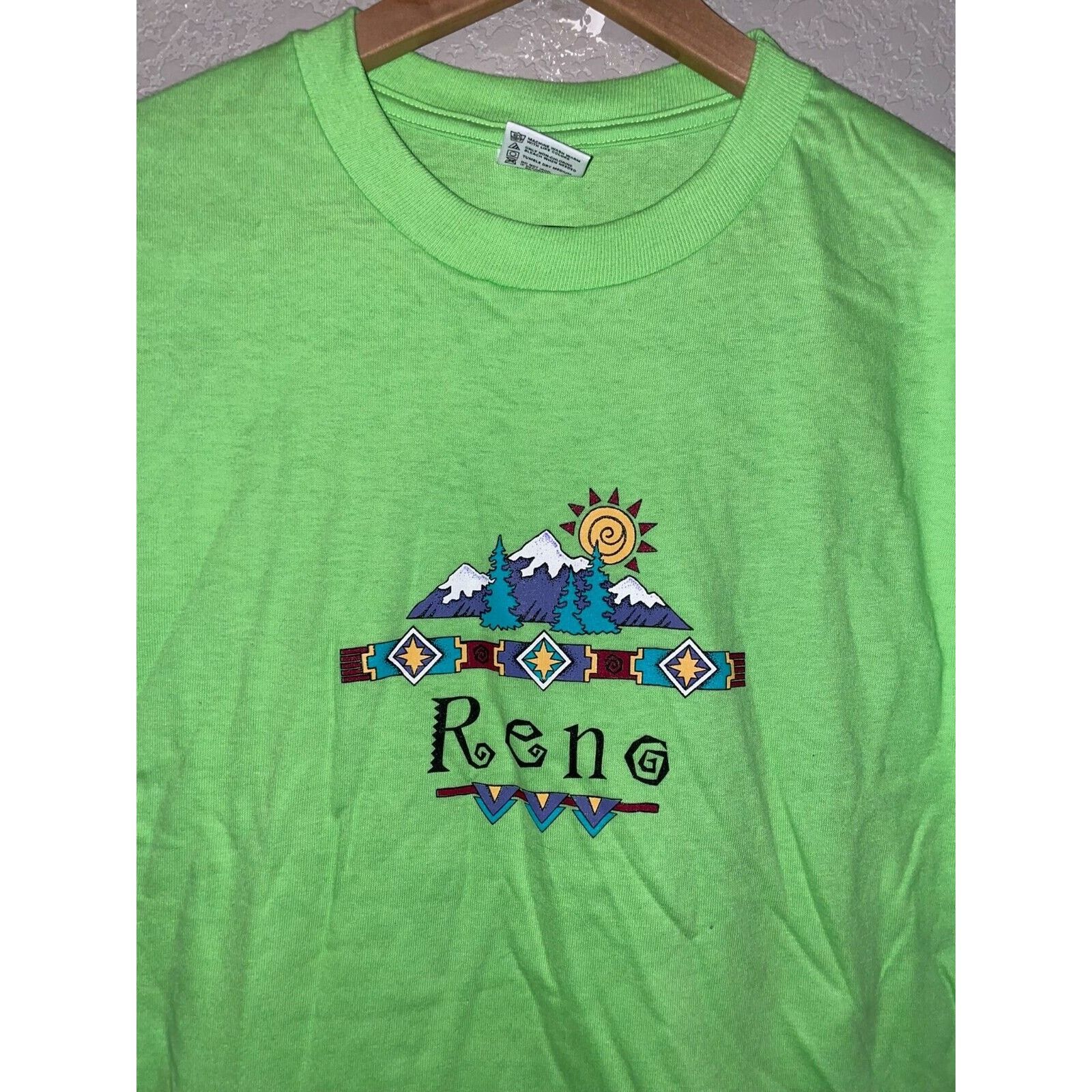 Anvil Vintage Reno Shirt Mountain Green Tee 90s VTG Anvil Medium Size US M / EU 48-50 / 2 - 2 Thumbnail