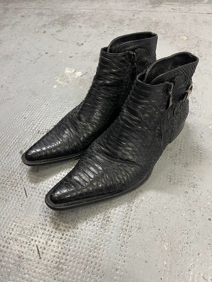 Vintage Cesare Paciotti Black Python Leather Chelsea Boots Size US 10 / EU 43 - 4 Thumbnail