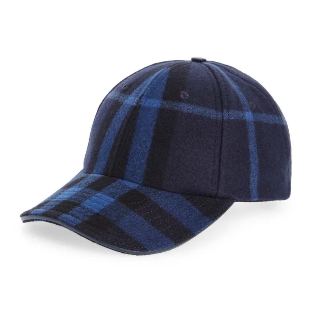 Burberry 🔴 Burberry Wool Check Baseball Cap - Ink Blue Black - XS Size ONE SIZE - 1 Thumbnail