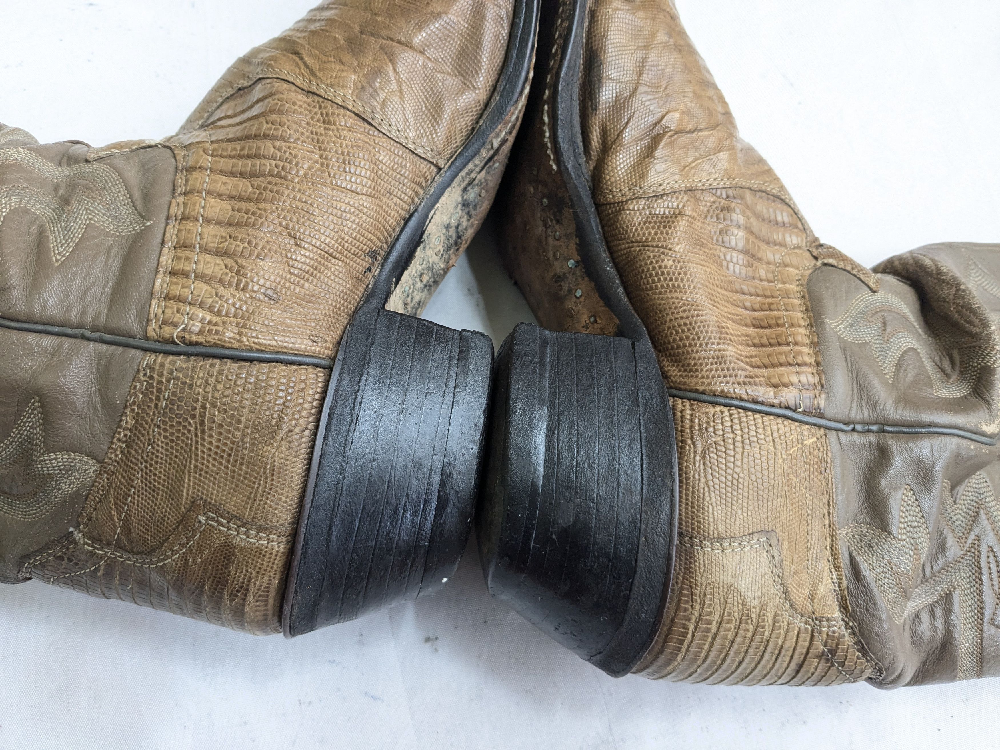 Other Vintage Justin Cowboy Boots Brown Lizard Leather 9.5 D Size US 9.5 / EU 42-43 - 6 Thumbnail
